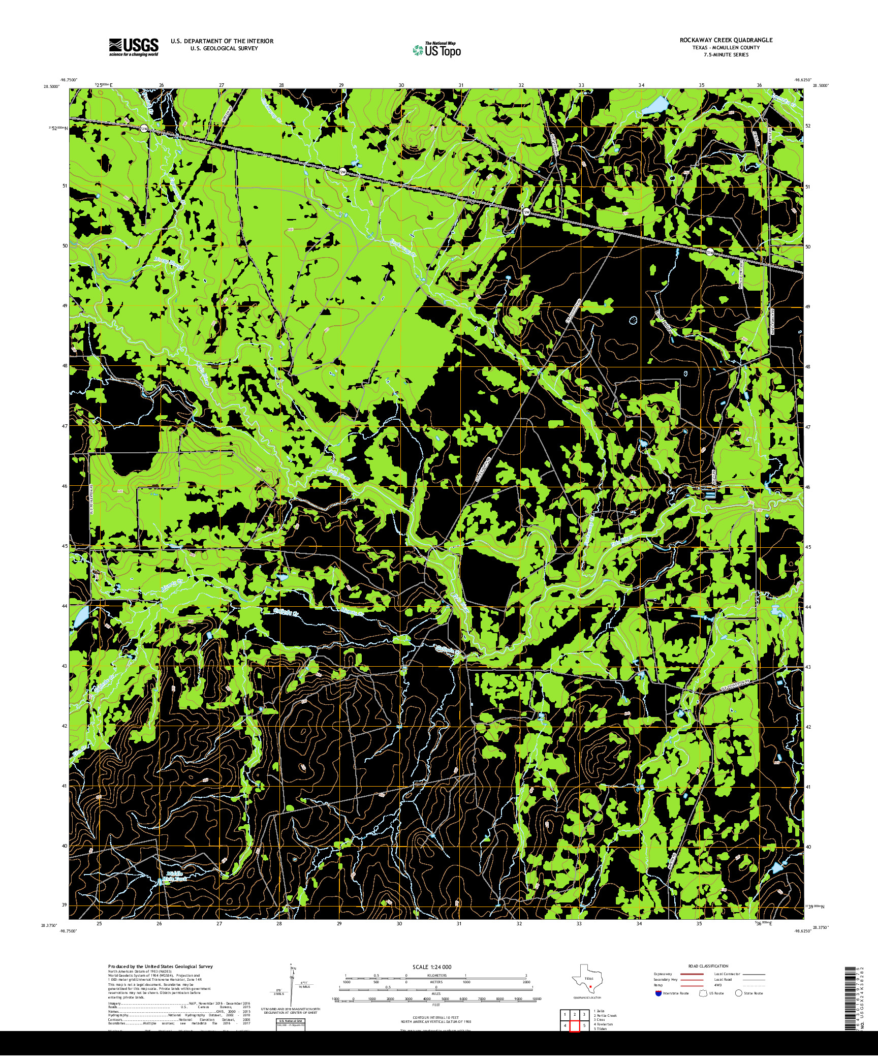 USGS US TOPO 7.5-MINUTE MAP FOR ROCKAWAY CREEK, TX 2019