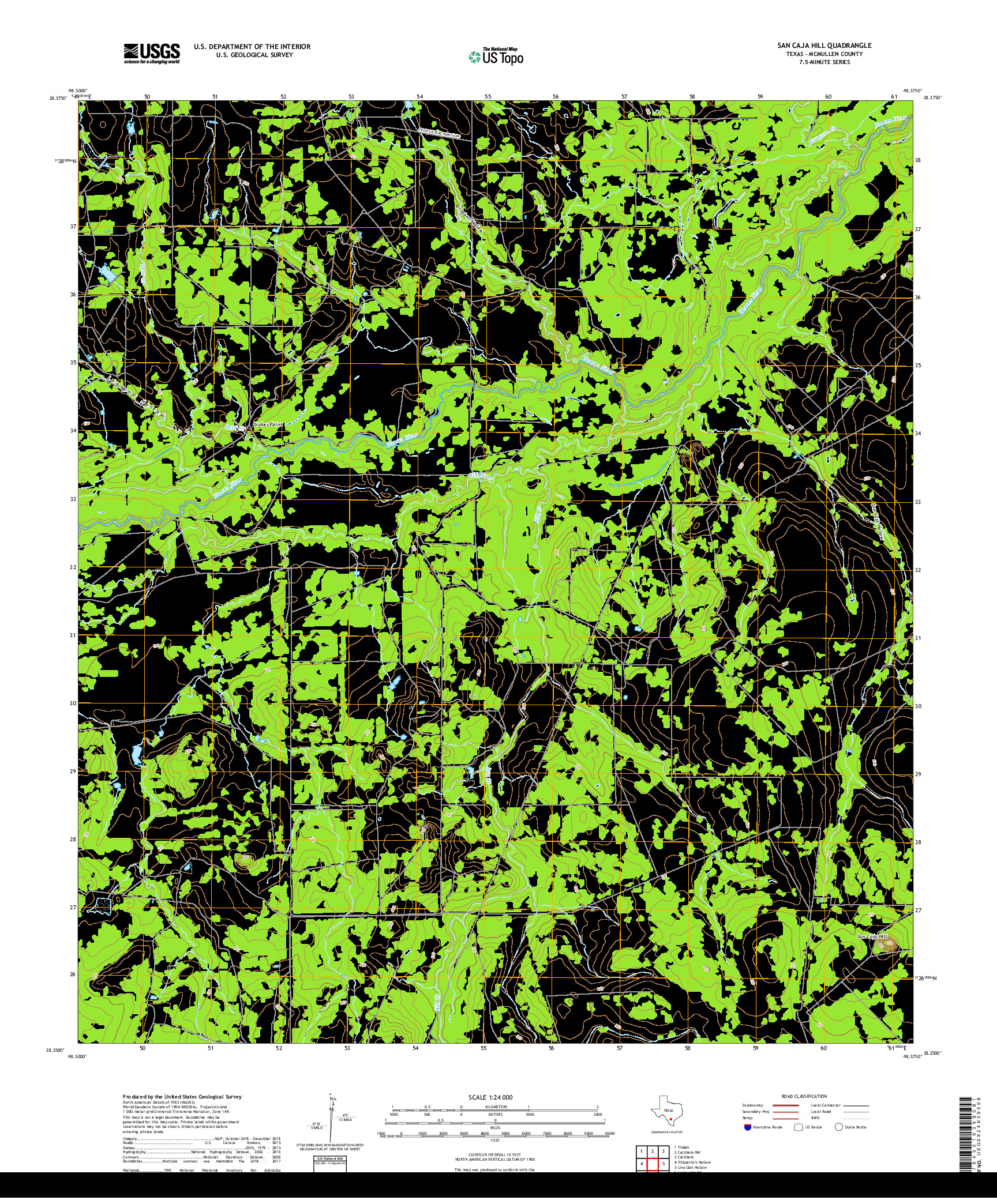 USGS US TOPO 7.5-MINUTE MAP FOR SAN CAJA HILL, TX 2019