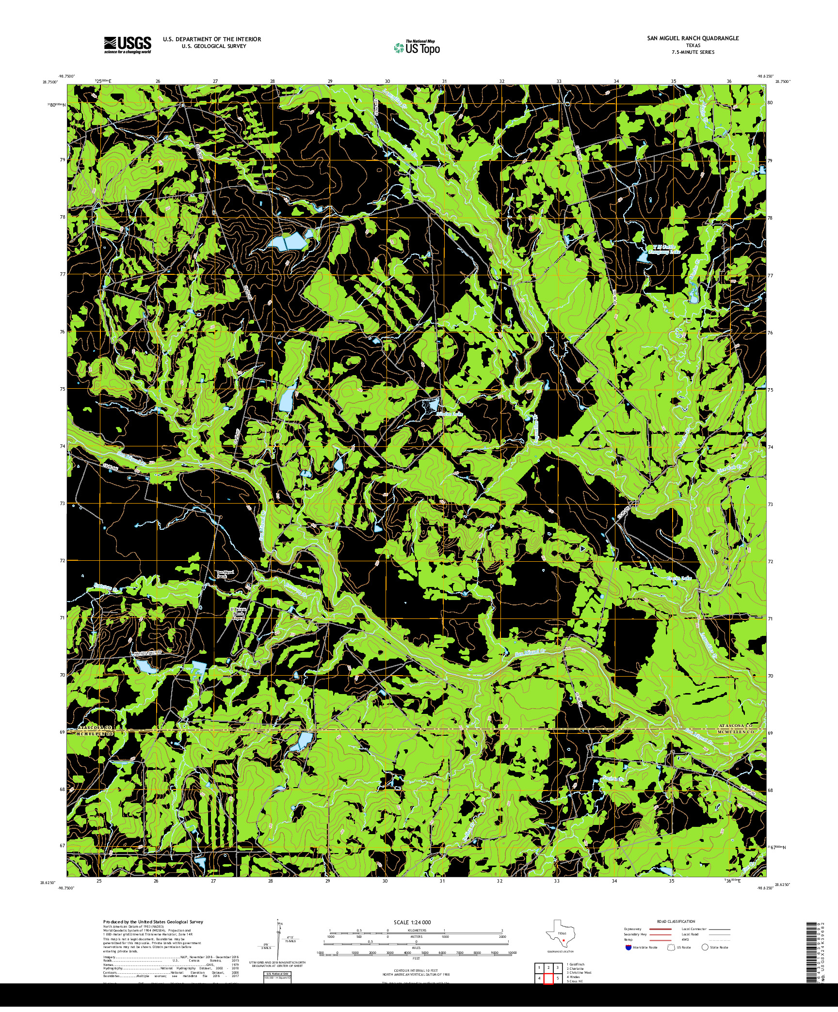 USGS US TOPO 7.5-MINUTE MAP FOR SAN MIGUEL RANCH, TX 2019