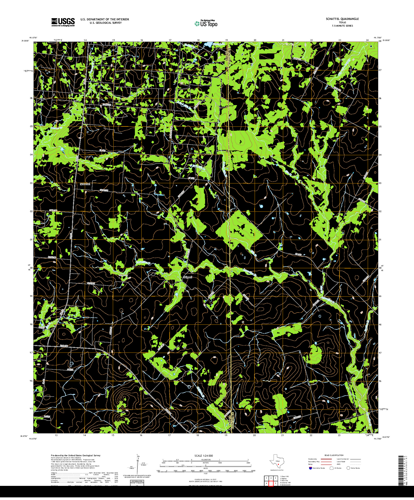 USGS US TOPO 7.5-MINUTE MAP FOR SCHATTEL, TX 2019