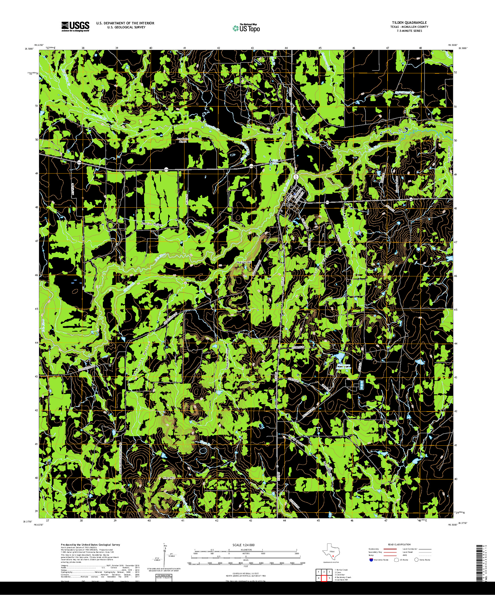 USGS US TOPO 7.5-MINUTE MAP FOR TILDEN, TX 2019