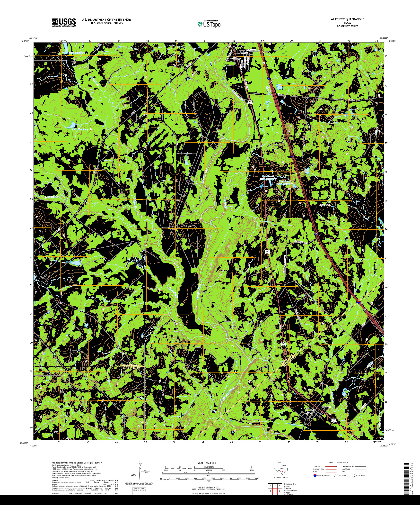 USGS US TOPO 7.5-MINUTE MAP FOR WHITSETT, TX 2019