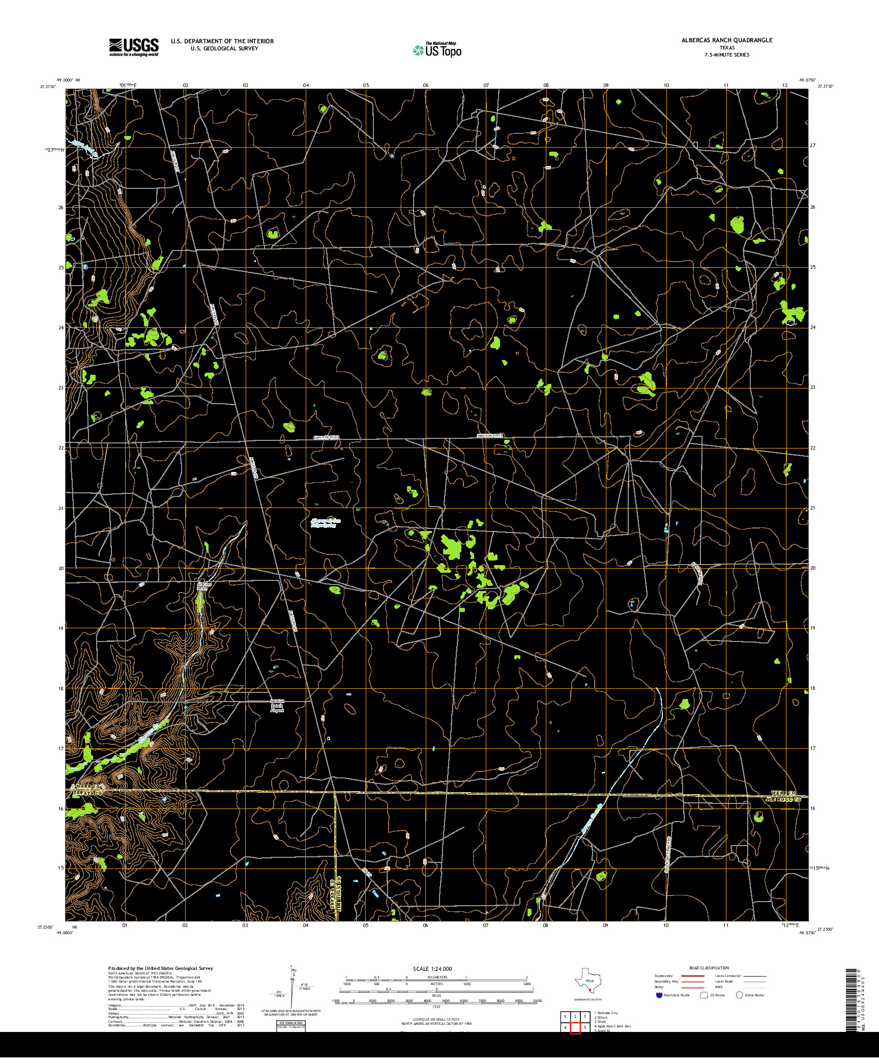 USGS US TOPO 7.5-MINUTE MAP FOR ALBERCAS RANCH, TX 2019