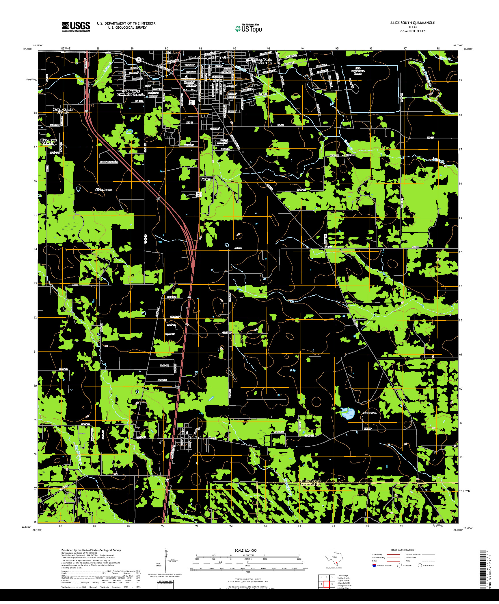 USGS US TOPO 7.5-MINUTE MAP FOR ALICE SOUTH, TX 2019