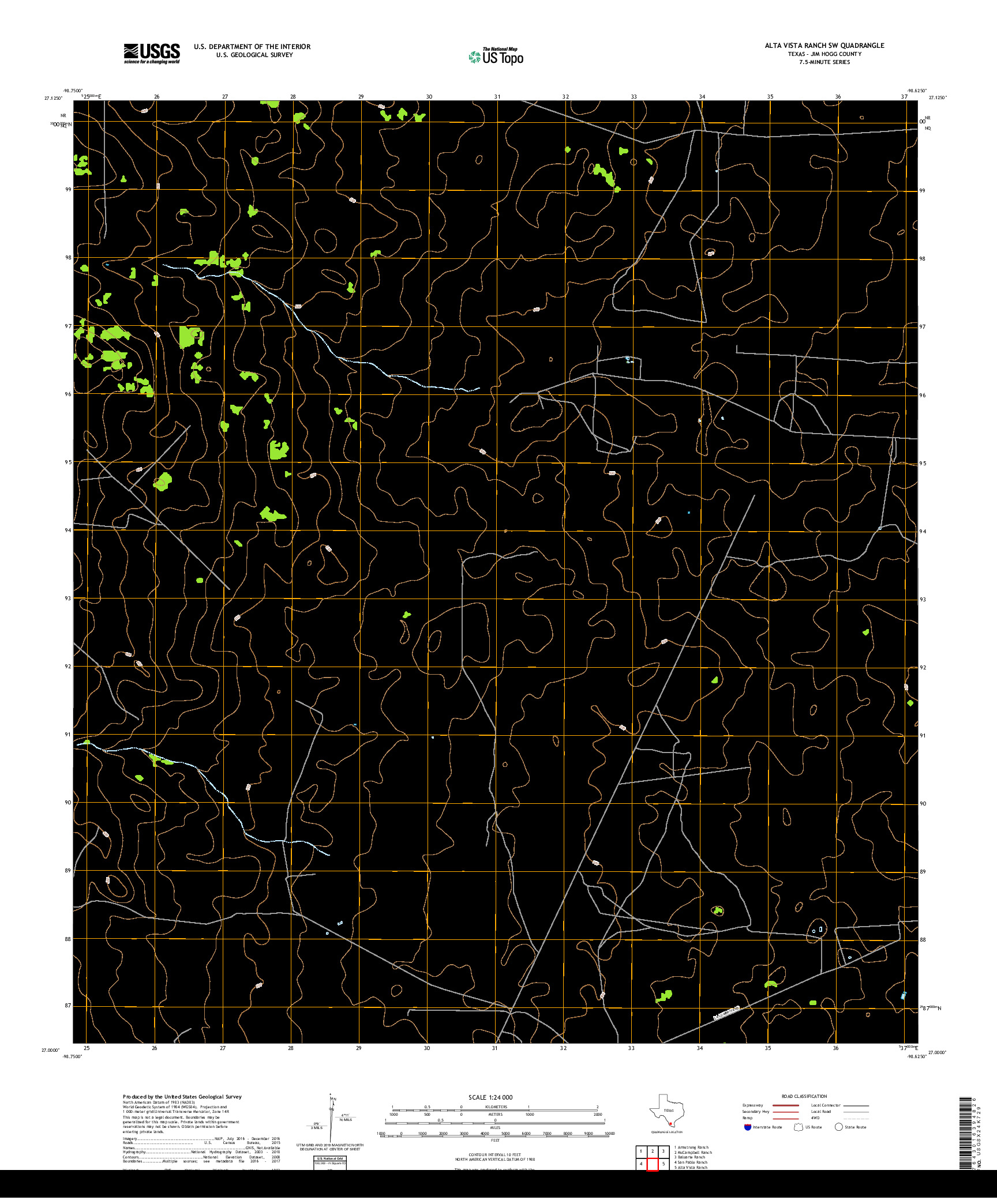 USGS US TOPO 7.5-MINUTE MAP FOR ALTA VISTA RANCH SW, TX 2019