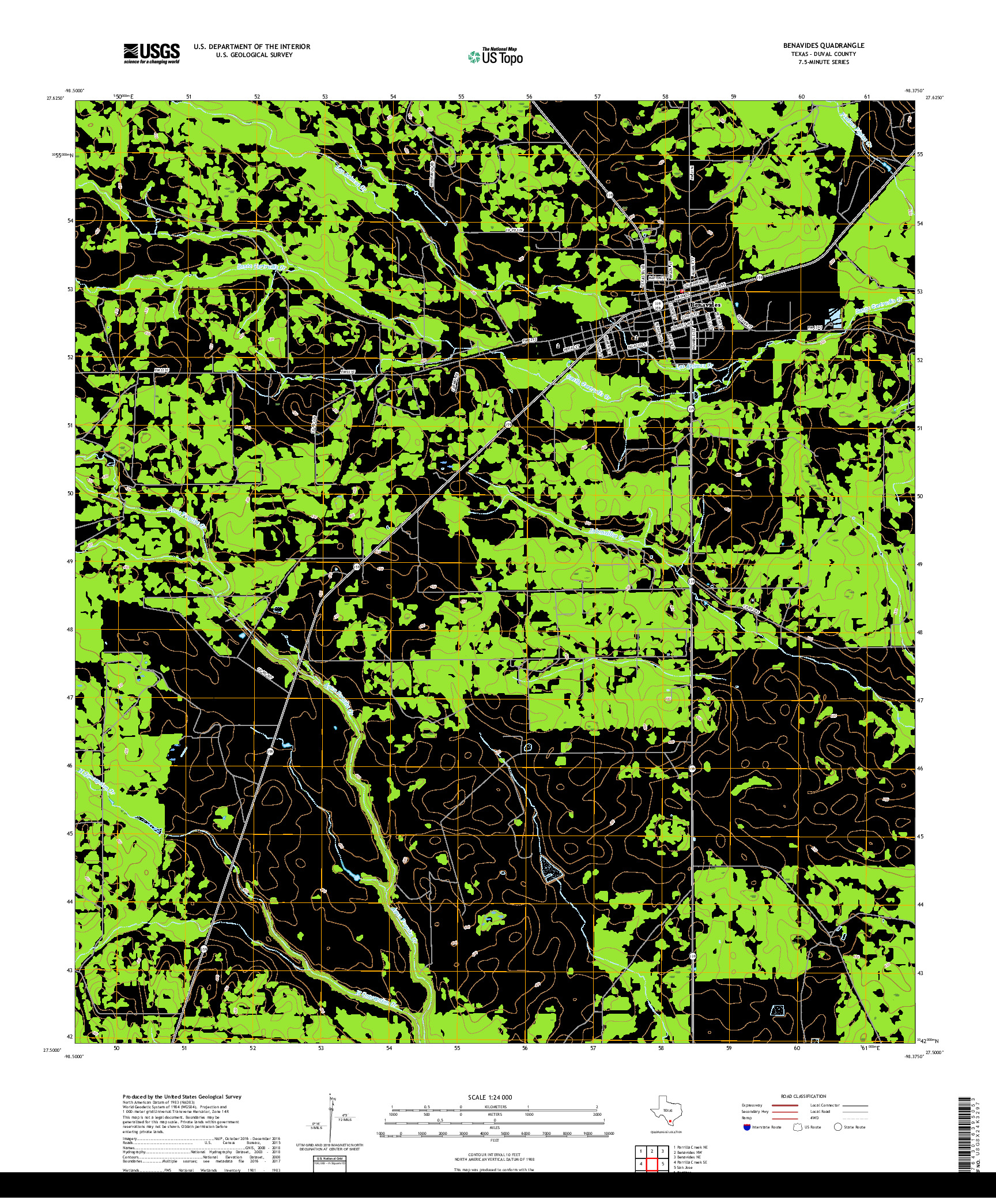 USGS US TOPO 7.5-MINUTE MAP FOR BENAVIDES, TX 2019