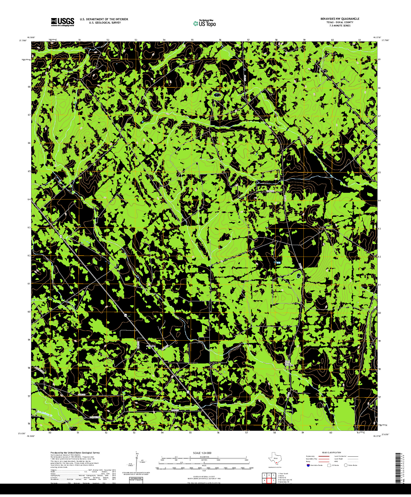 USGS US TOPO 7.5-MINUTE MAP FOR BENAVIDES NW, TX 2019