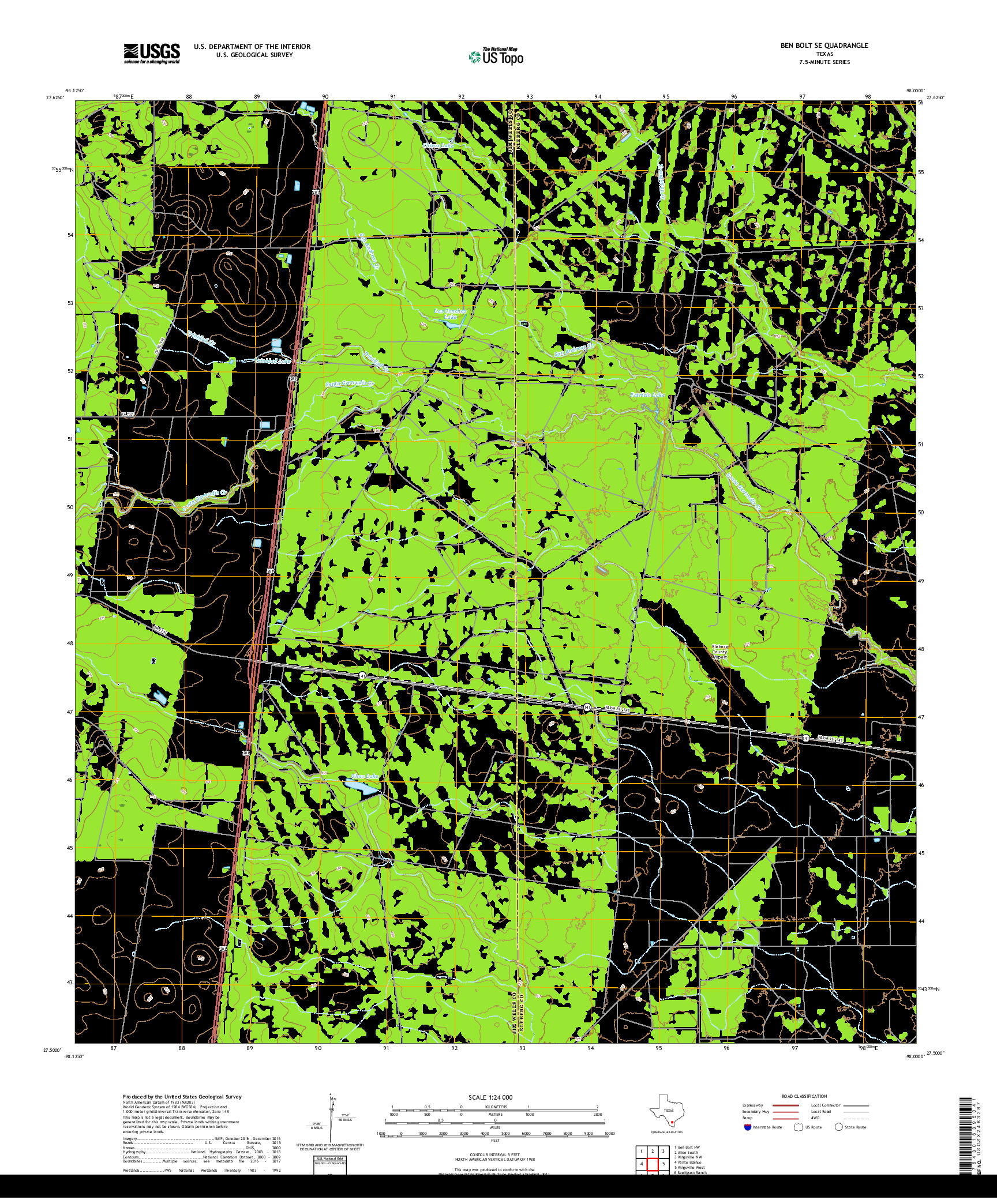 USGS US TOPO 7.5-MINUTE MAP FOR BEN BOLT SE, TX 2019