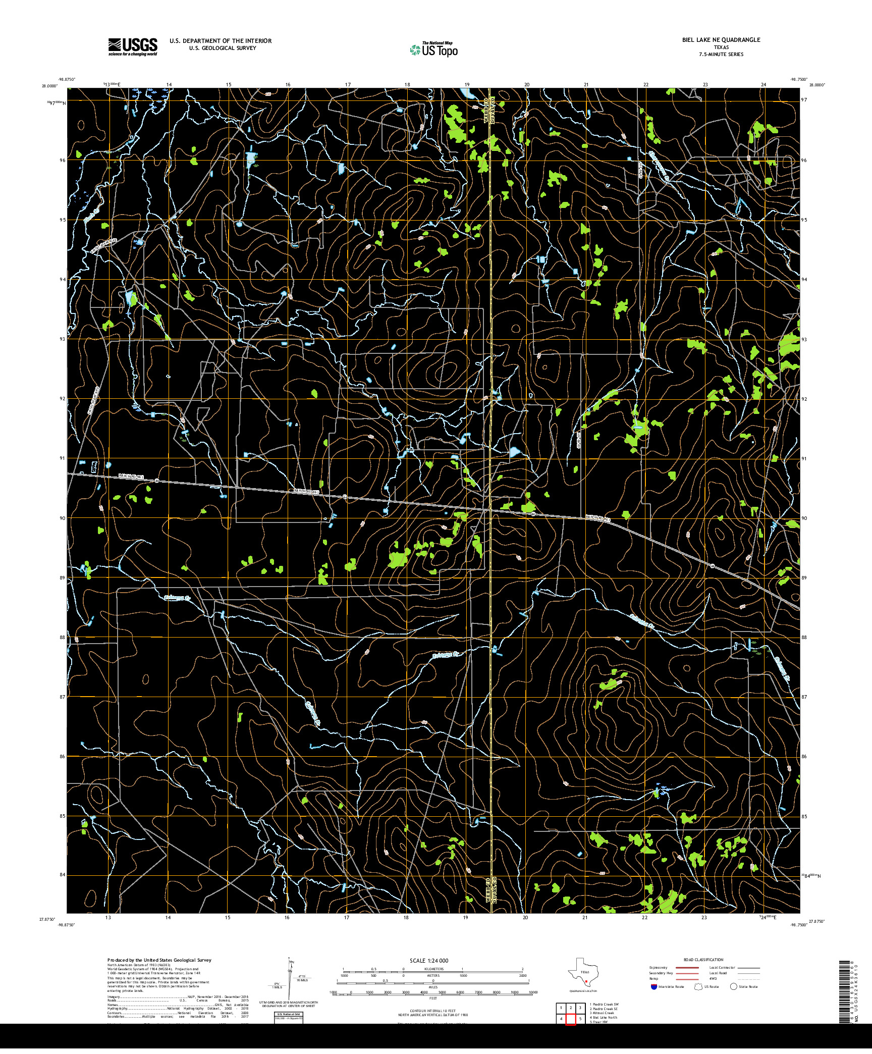 USGS US TOPO 7.5-MINUTE MAP FOR BIEL LAKE NE, TX 2019