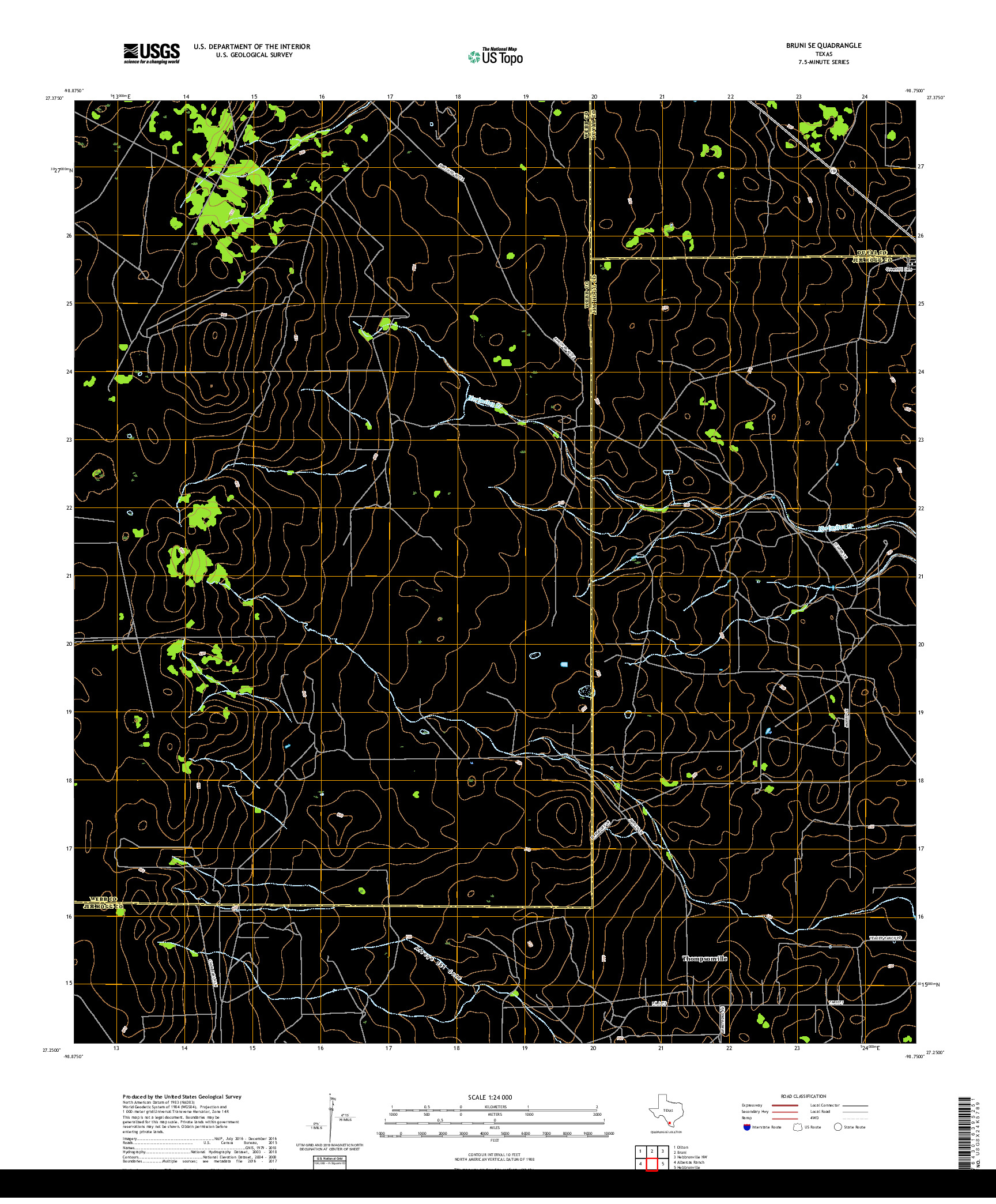 USGS US TOPO 7.5-MINUTE MAP FOR BRUNI SE, TX 2019