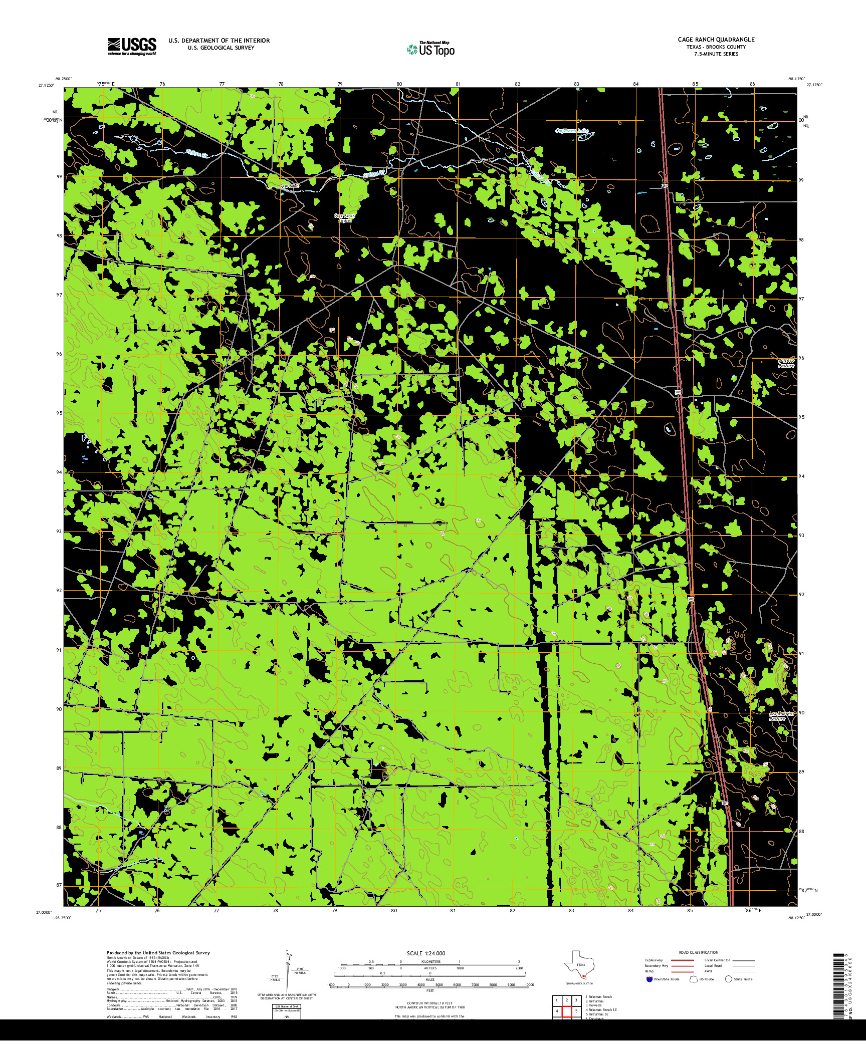 USGS US TOPO 7.5-MINUTE MAP FOR CAGE RANCH, TX 2019