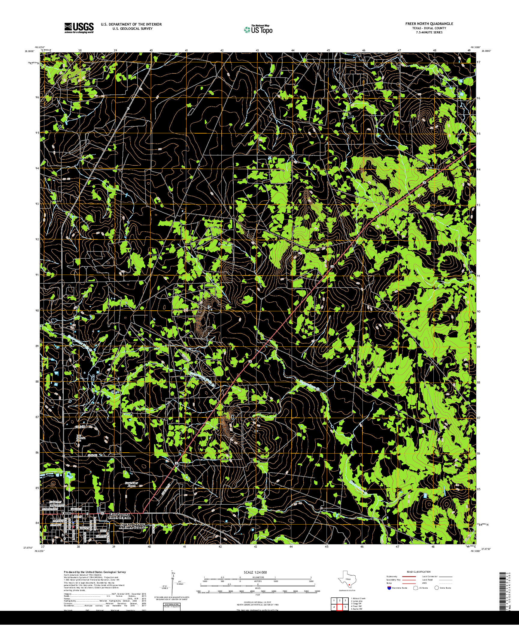 USGS US TOPO 7.5-MINUTE MAP FOR FREER NORTH, TX 2019