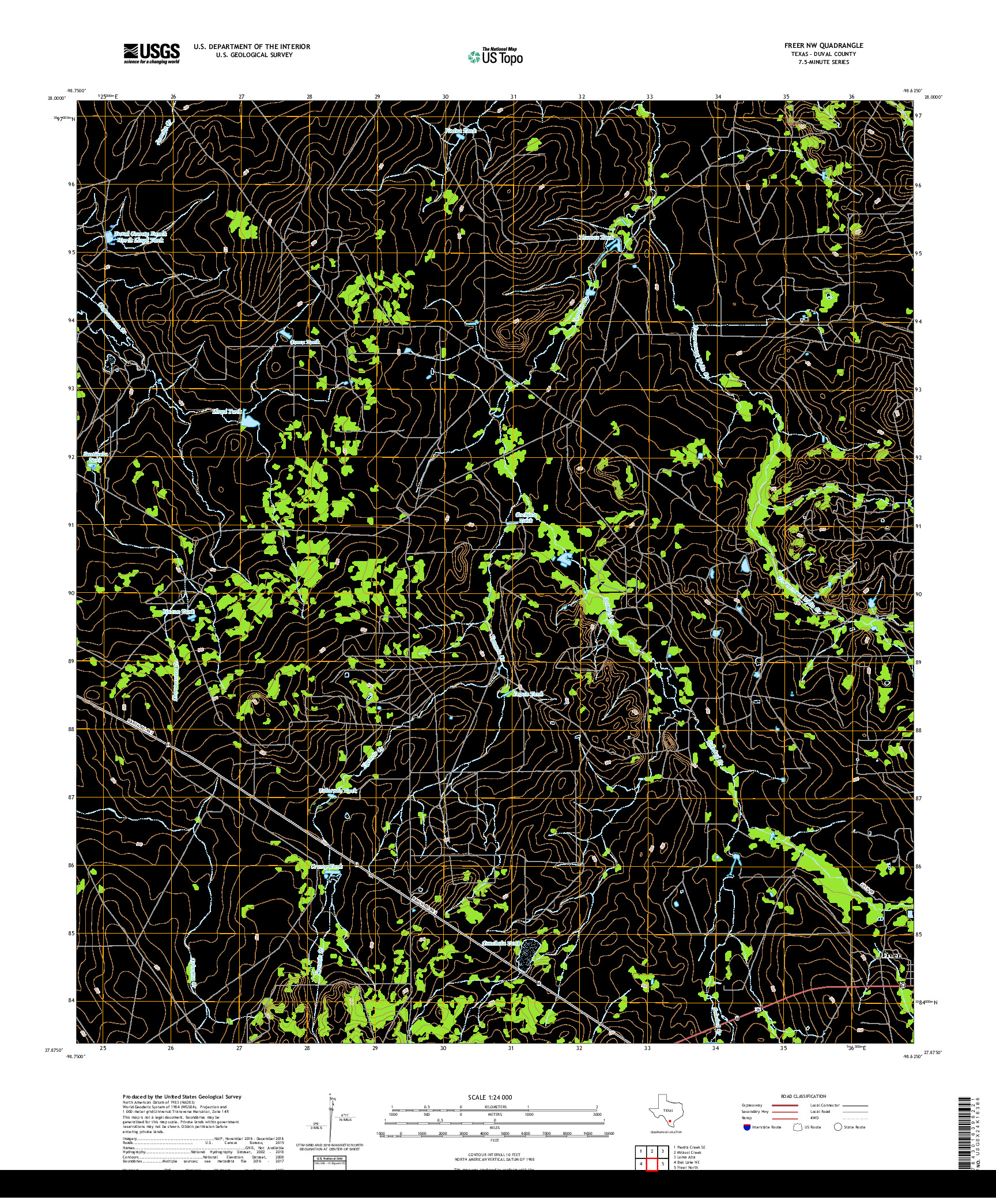 USGS US TOPO 7.5-MINUTE MAP FOR FREER NW, TX 2019