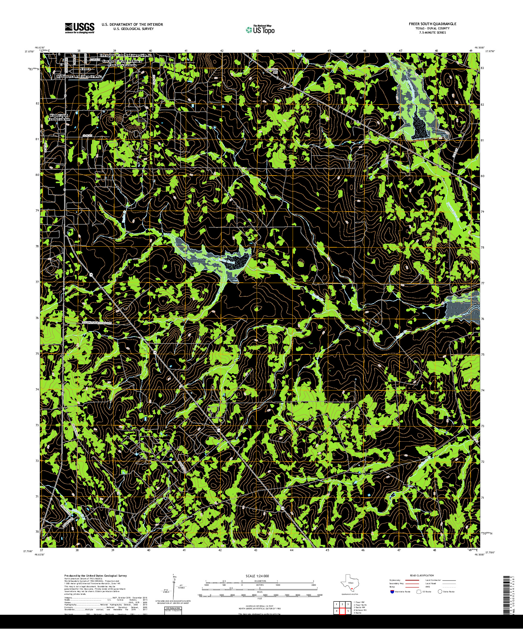 USGS US TOPO 7.5-MINUTE MAP FOR FREER SOUTH, TX 2019