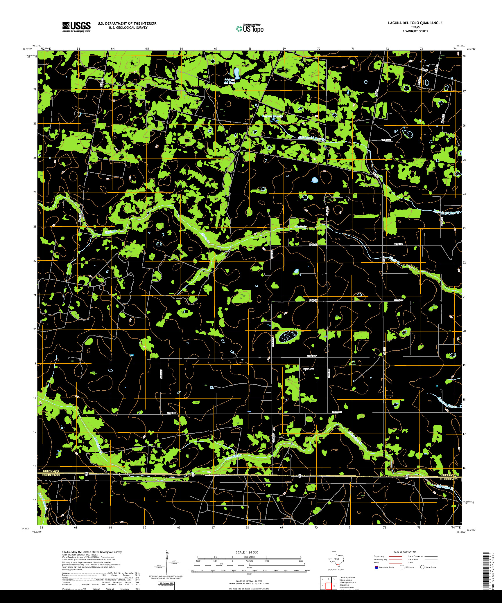 USGS US TOPO 7.5-MINUTE MAP FOR LAGUNA DEL TORO, TX 2019