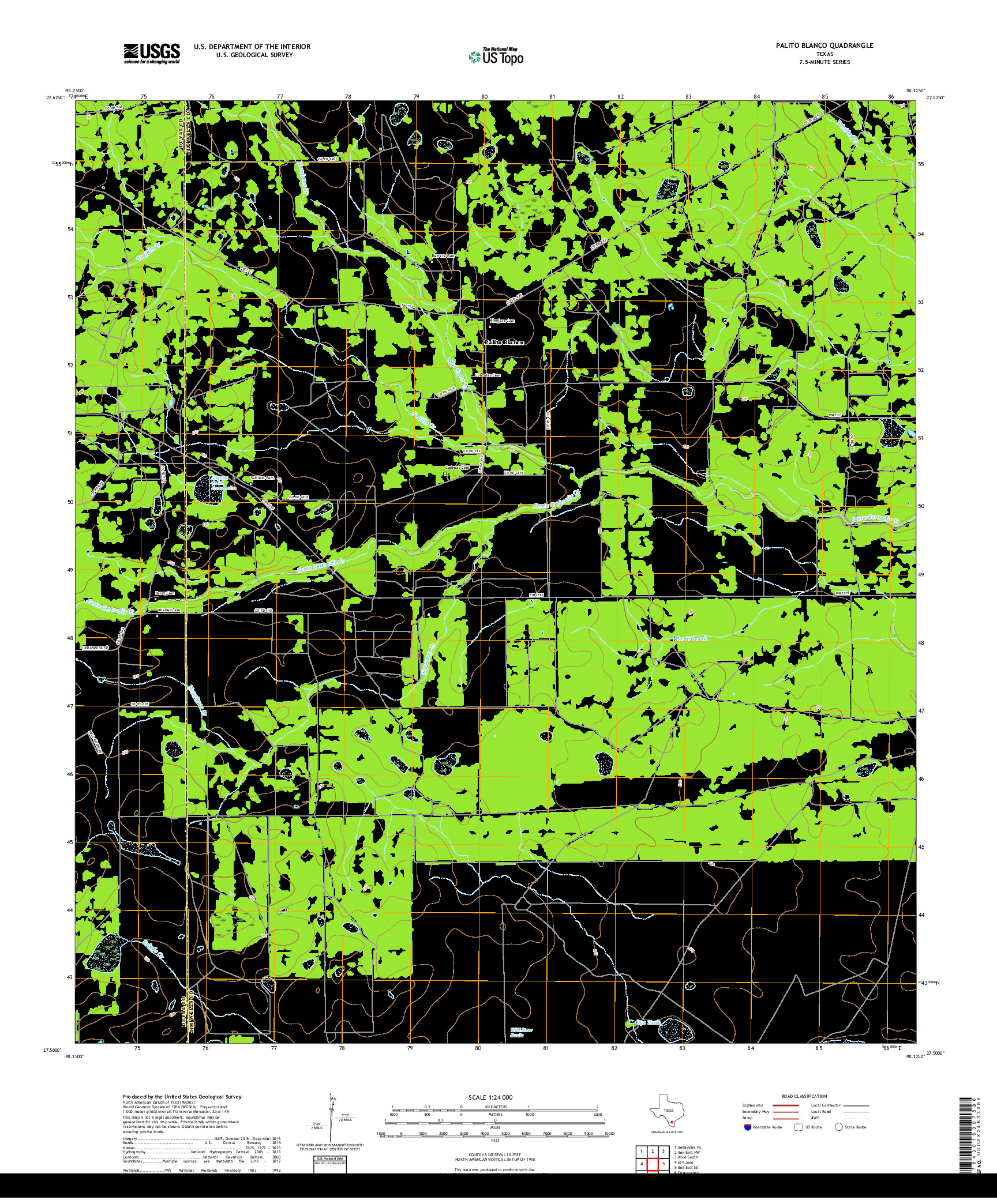 USGS US TOPO 7.5-MINUTE MAP FOR PALITO BLANCO, TX 2019