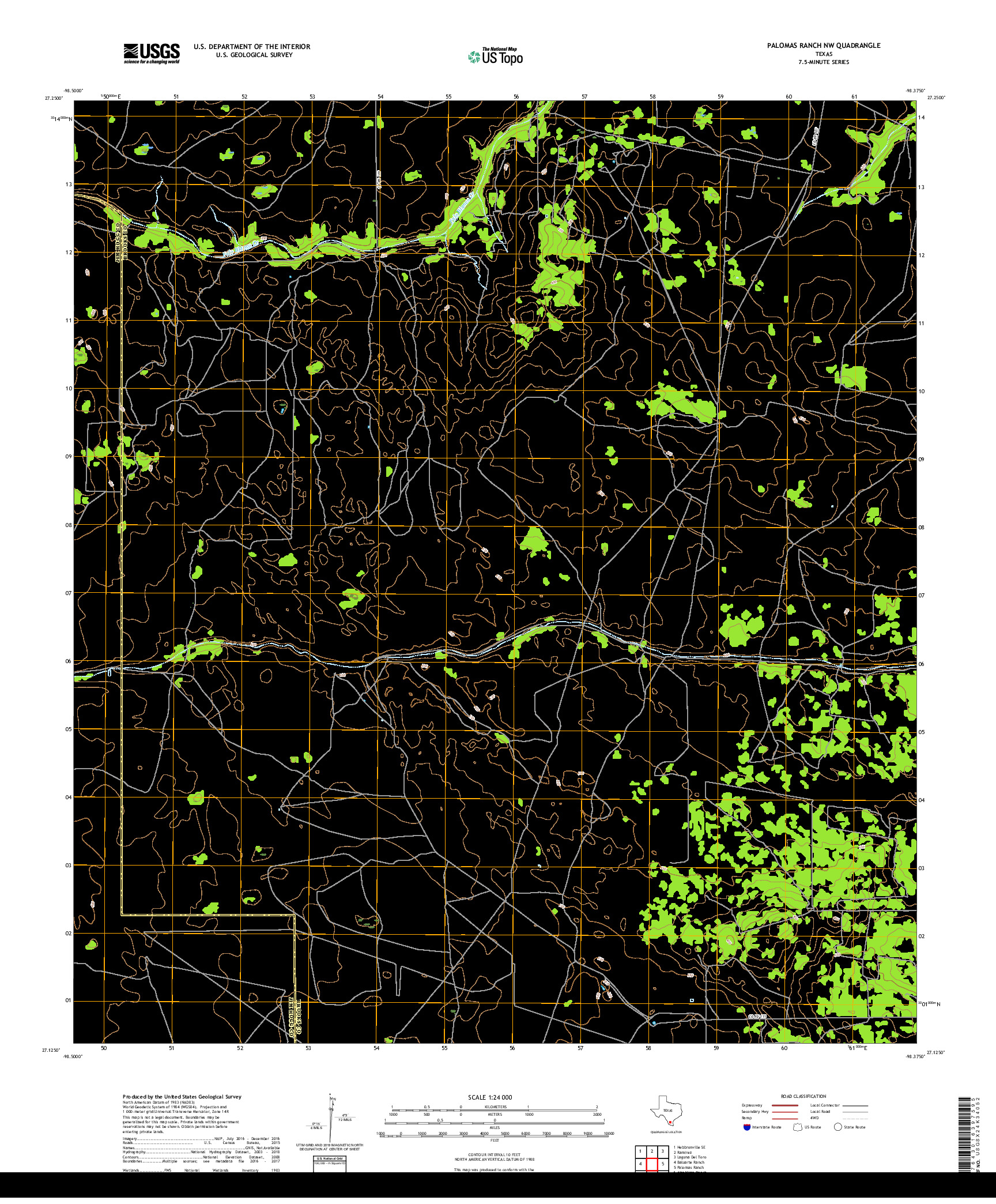 USGS US TOPO 7.5-MINUTE MAP FOR PALOMAS RANCH NW, TX 2019