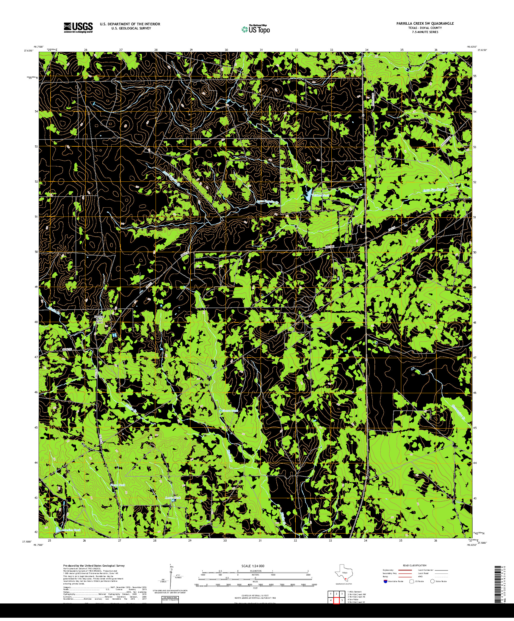 USGS US TOPO 7.5-MINUTE MAP FOR PARRILLA CREEK SW, TX 2019