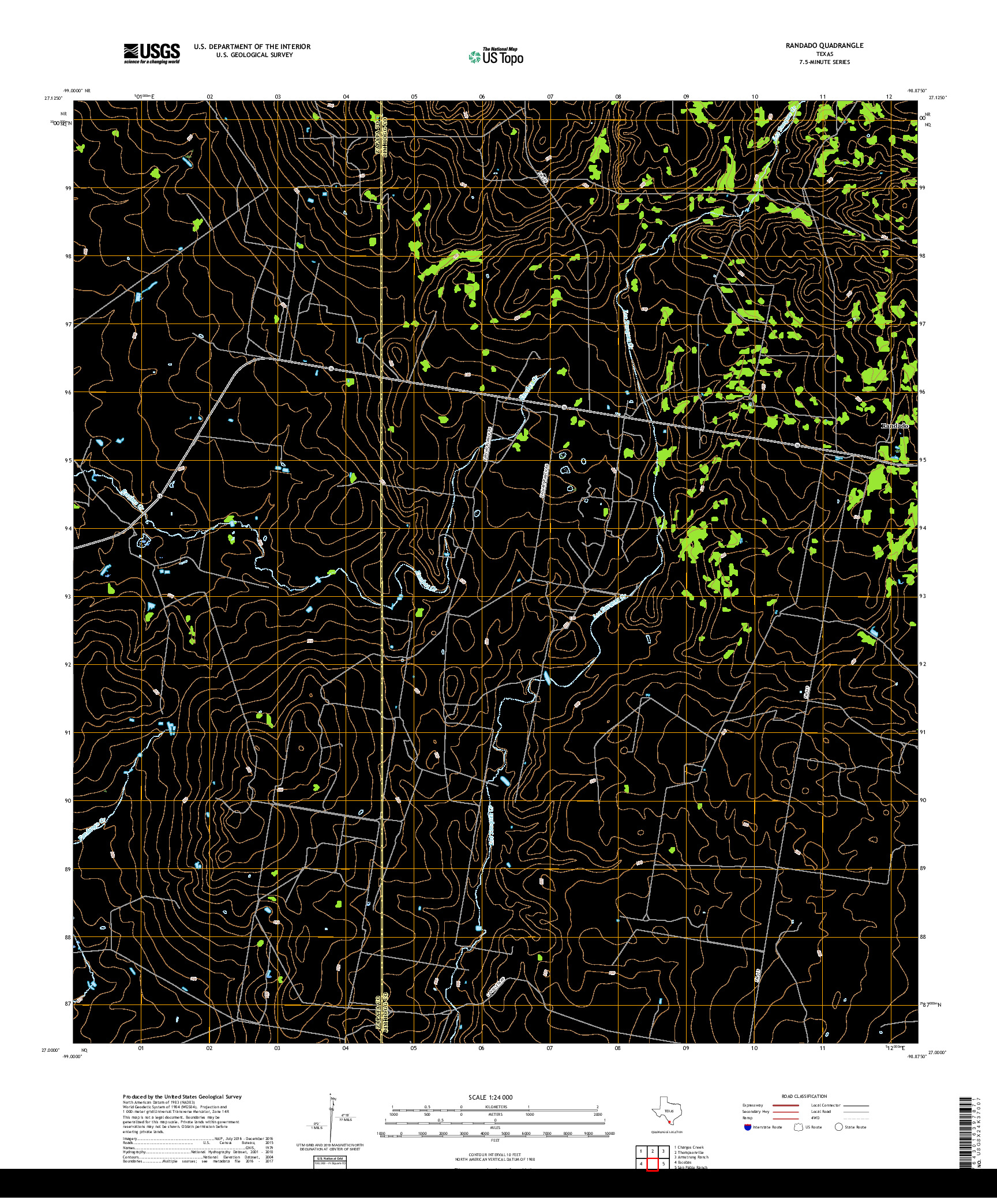 USGS US TOPO 7.5-MINUTE MAP FOR RANDADO, TX 2019