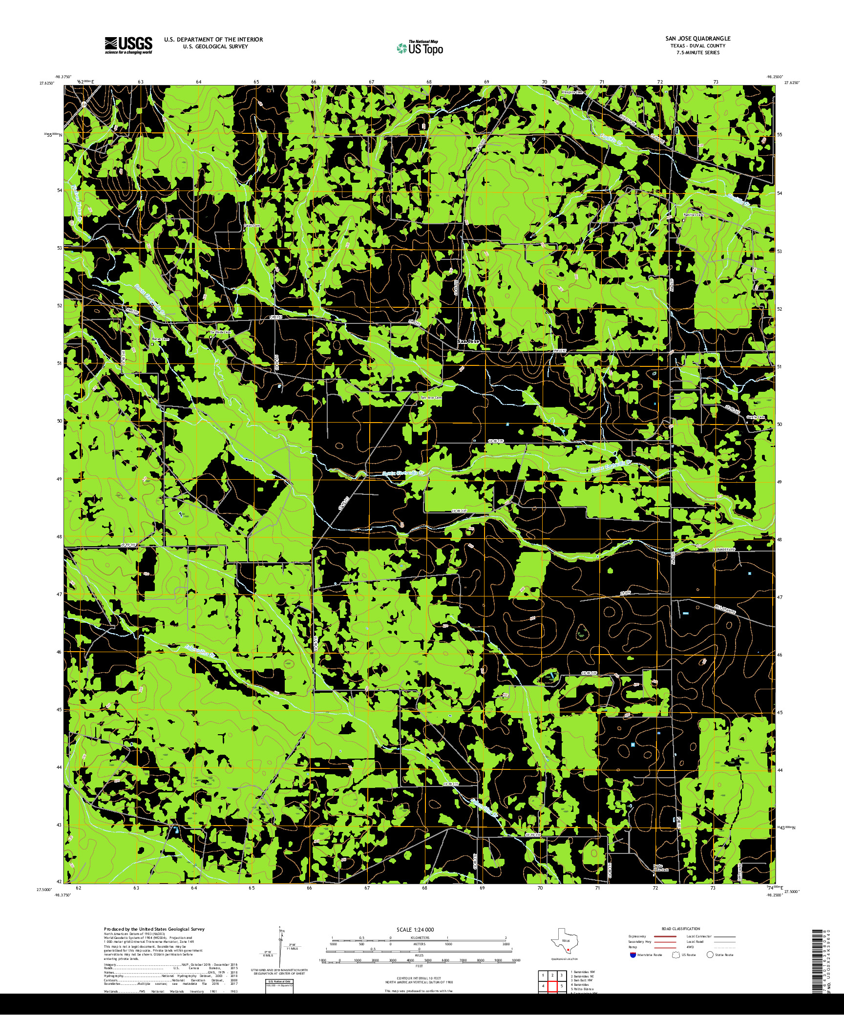 USGS US TOPO 7.5-MINUTE MAP FOR SAN JOSE, TX 2019