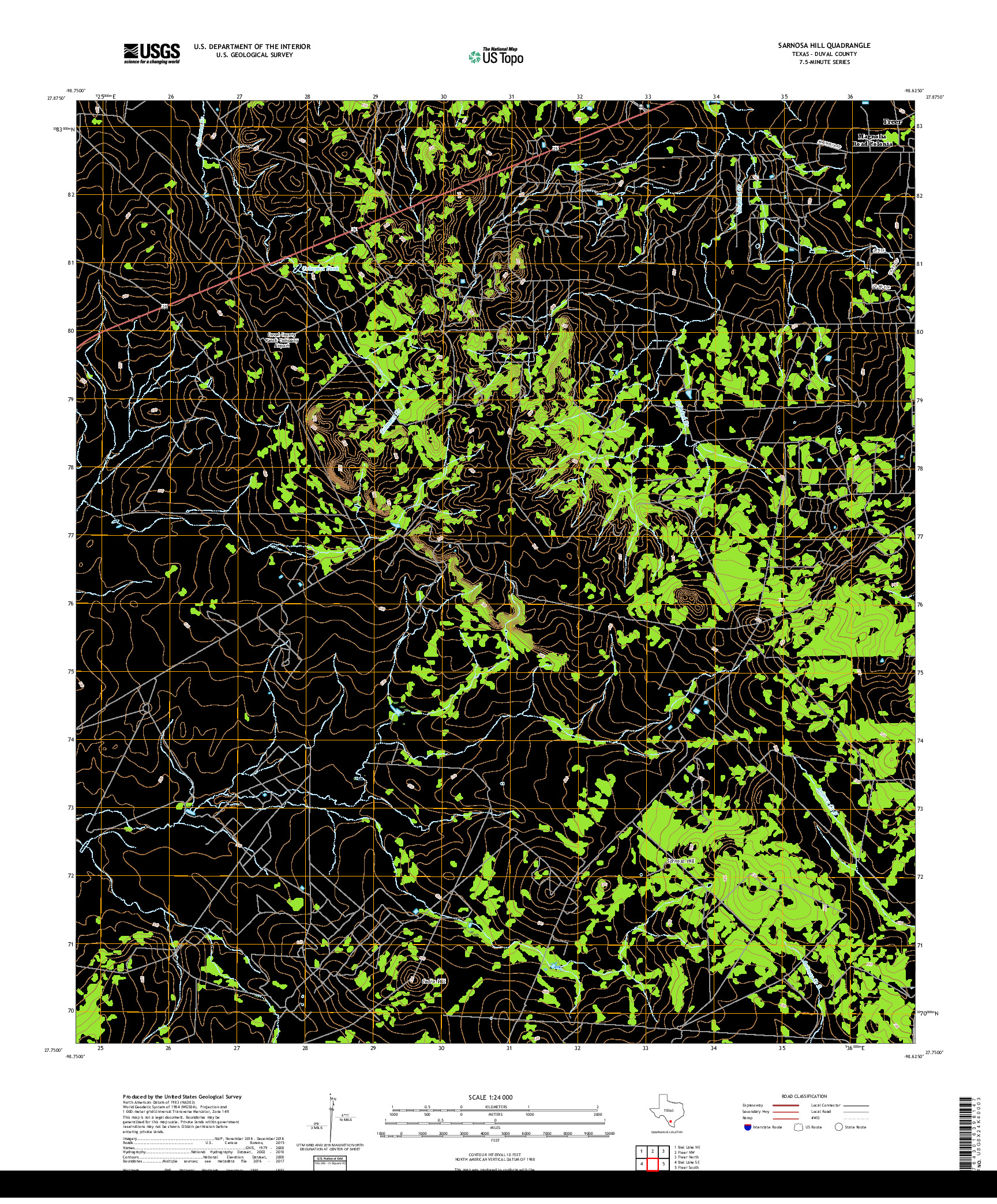 USGS US TOPO 7.5-MINUTE MAP FOR SARNOSA HILL, TX 2019