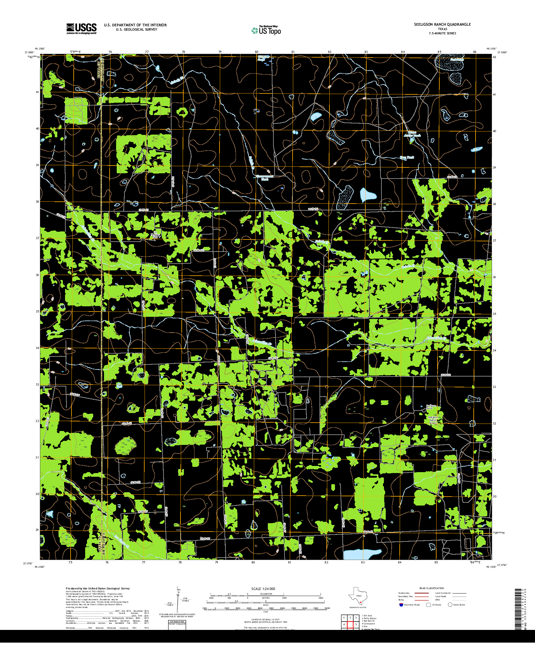 USGS US TOPO 7.5-MINUTE MAP FOR SEELIGSON RANCH, TX 2019