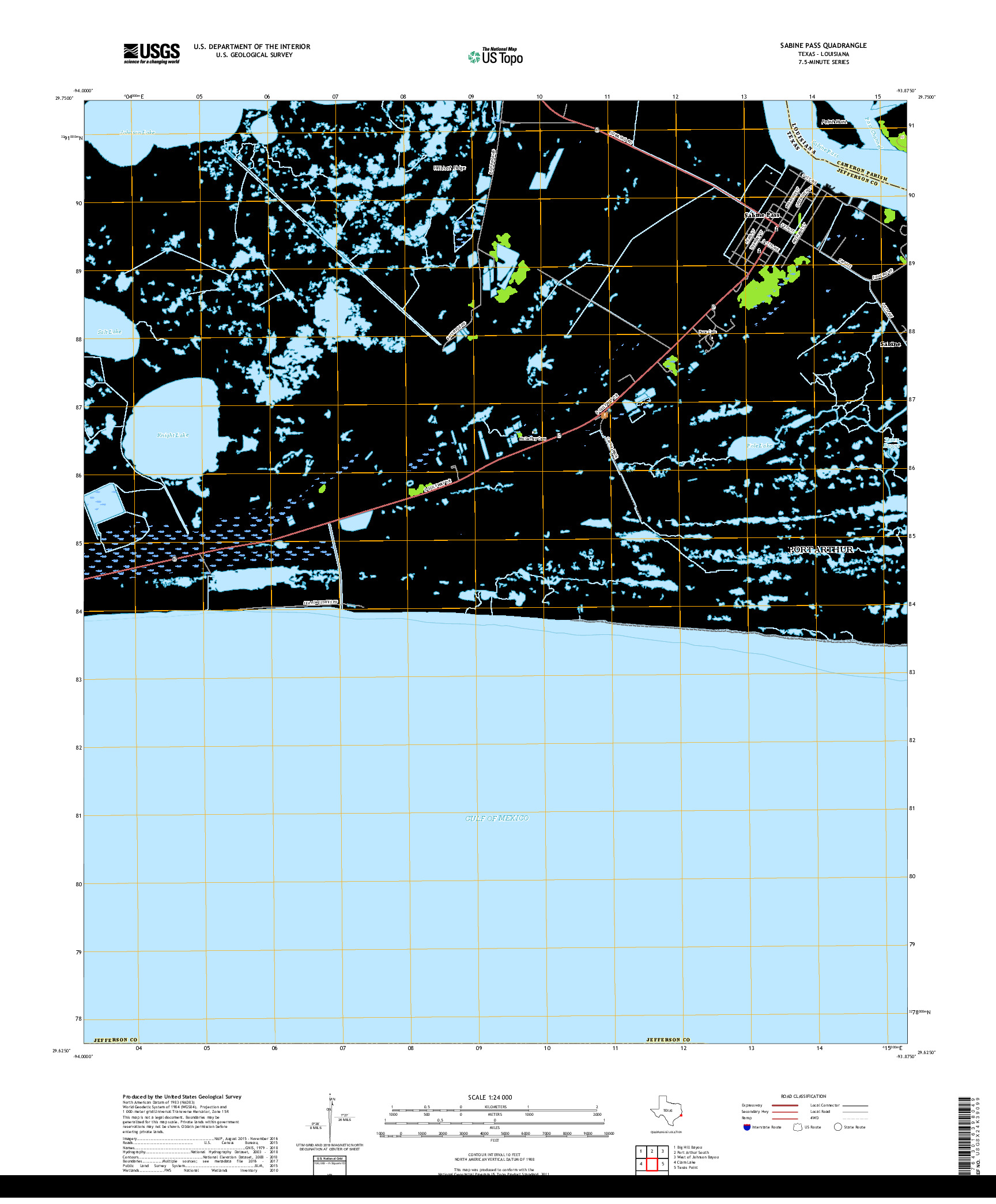 USGS US TOPO 7.5-MINUTE MAP FOR SABINE PASS, TX,LA 2019