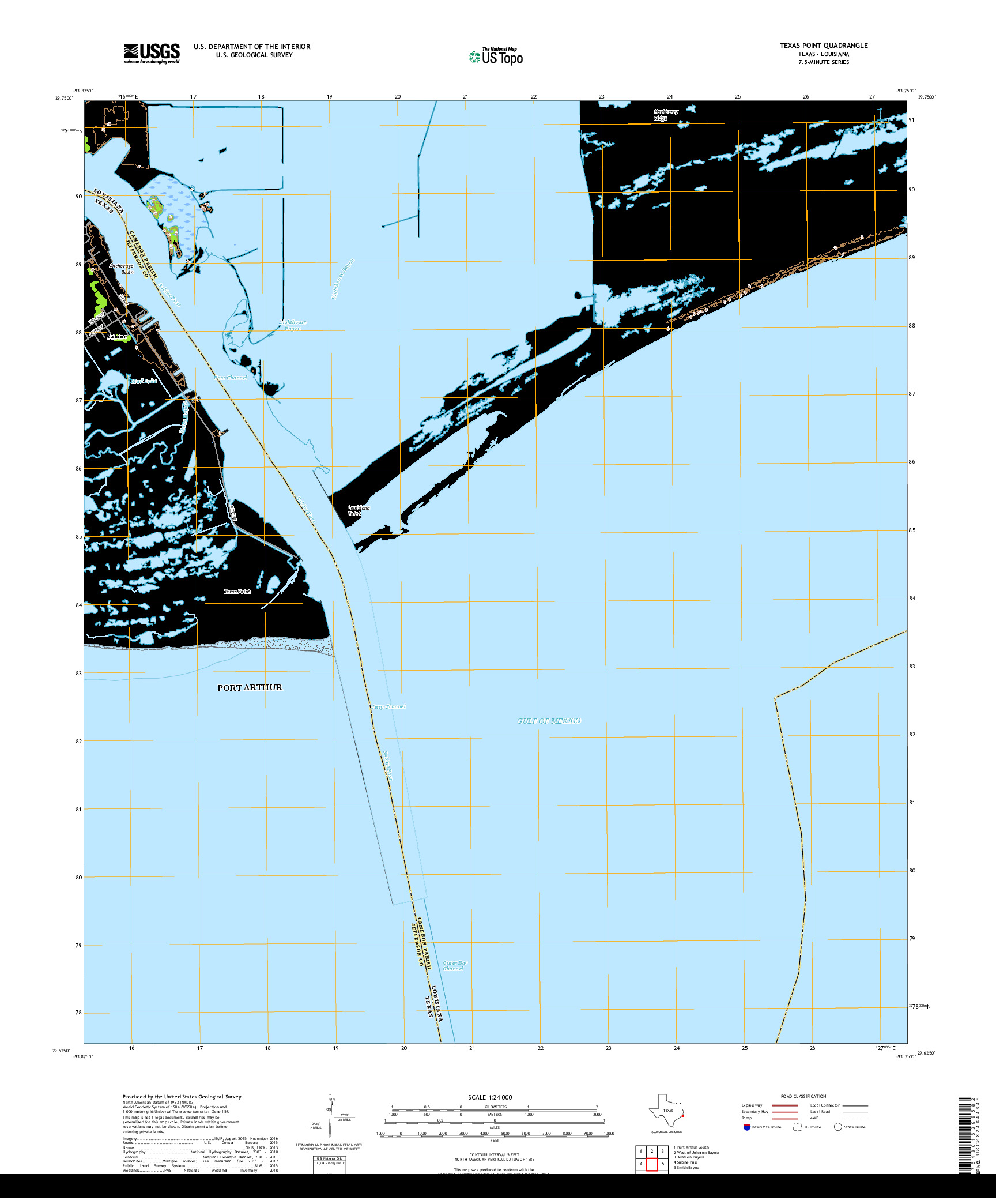 USGS US TOPO 7.5-MINUTE MAP FOR TEXAS POINT, TX,LA 2019