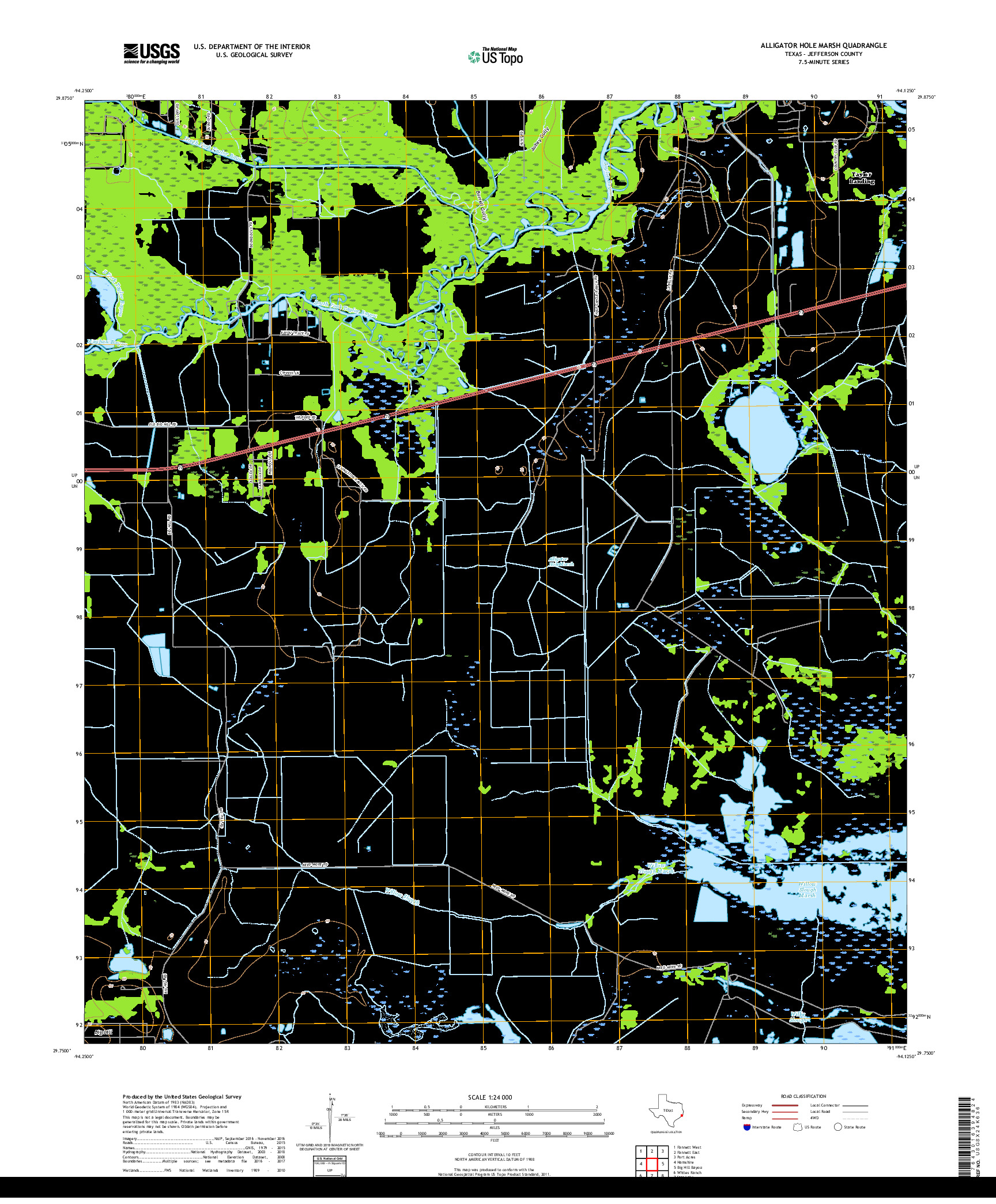 USGS US TOPO 7.5-MINUTE MAP FOR ALLIGATOR HOLE MARSH, TX 2019