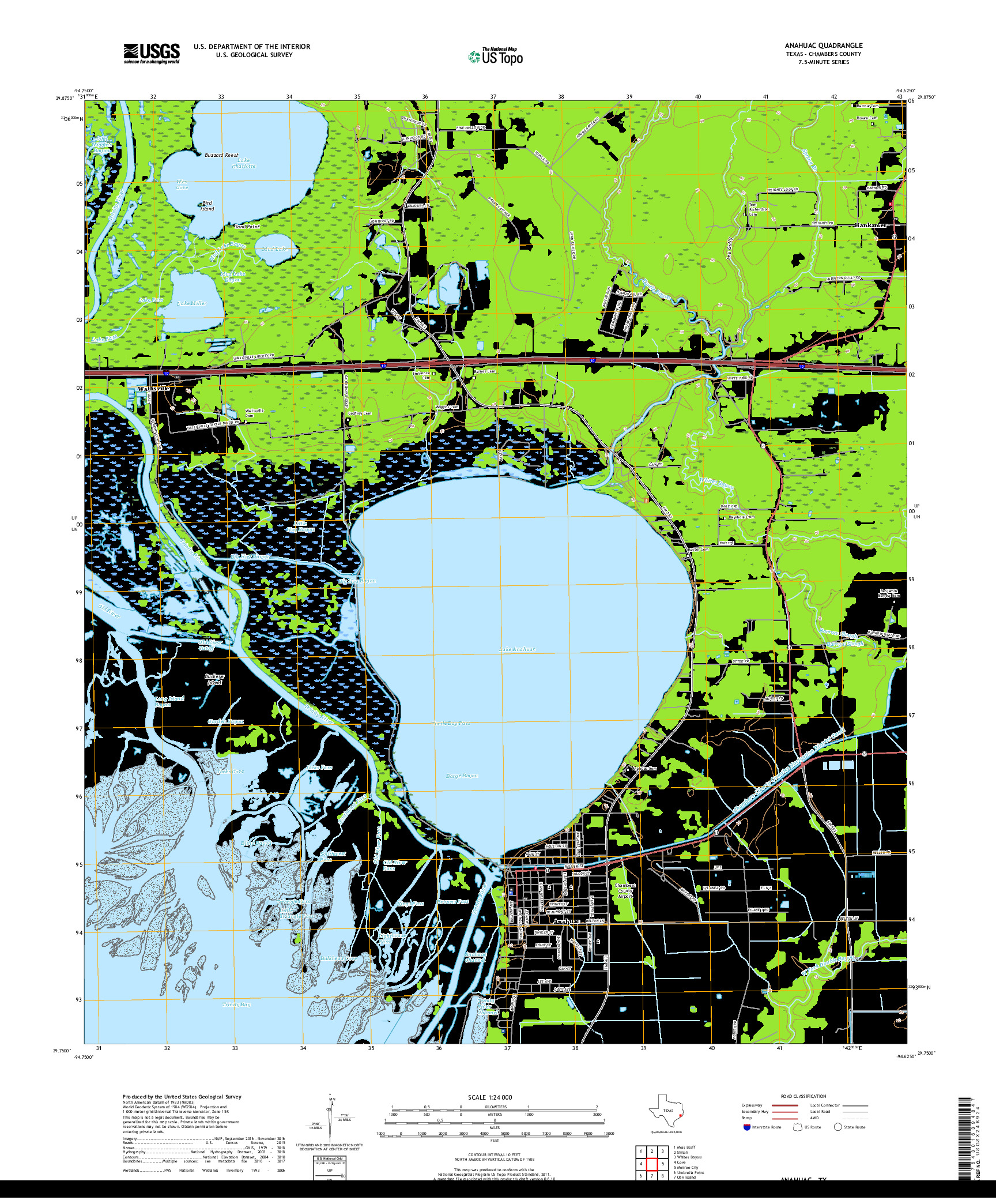 USGS US TOPO 7.5-MINUTE MAP FOR ANAHUAC, TX 2019