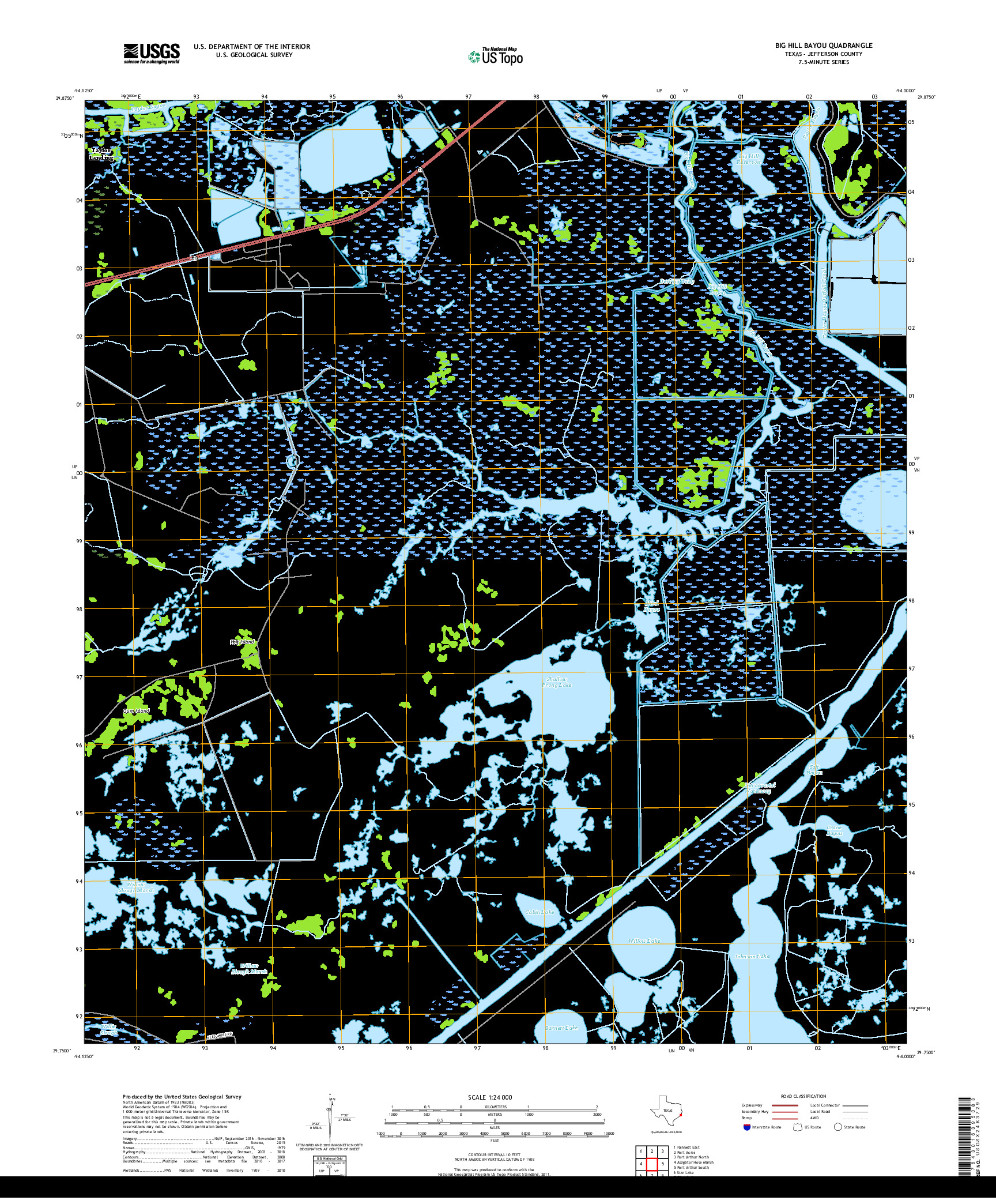 USGS US TOPO 7.5-MINUTE MAP FOR BIG HILL BAYOU, TX 2019