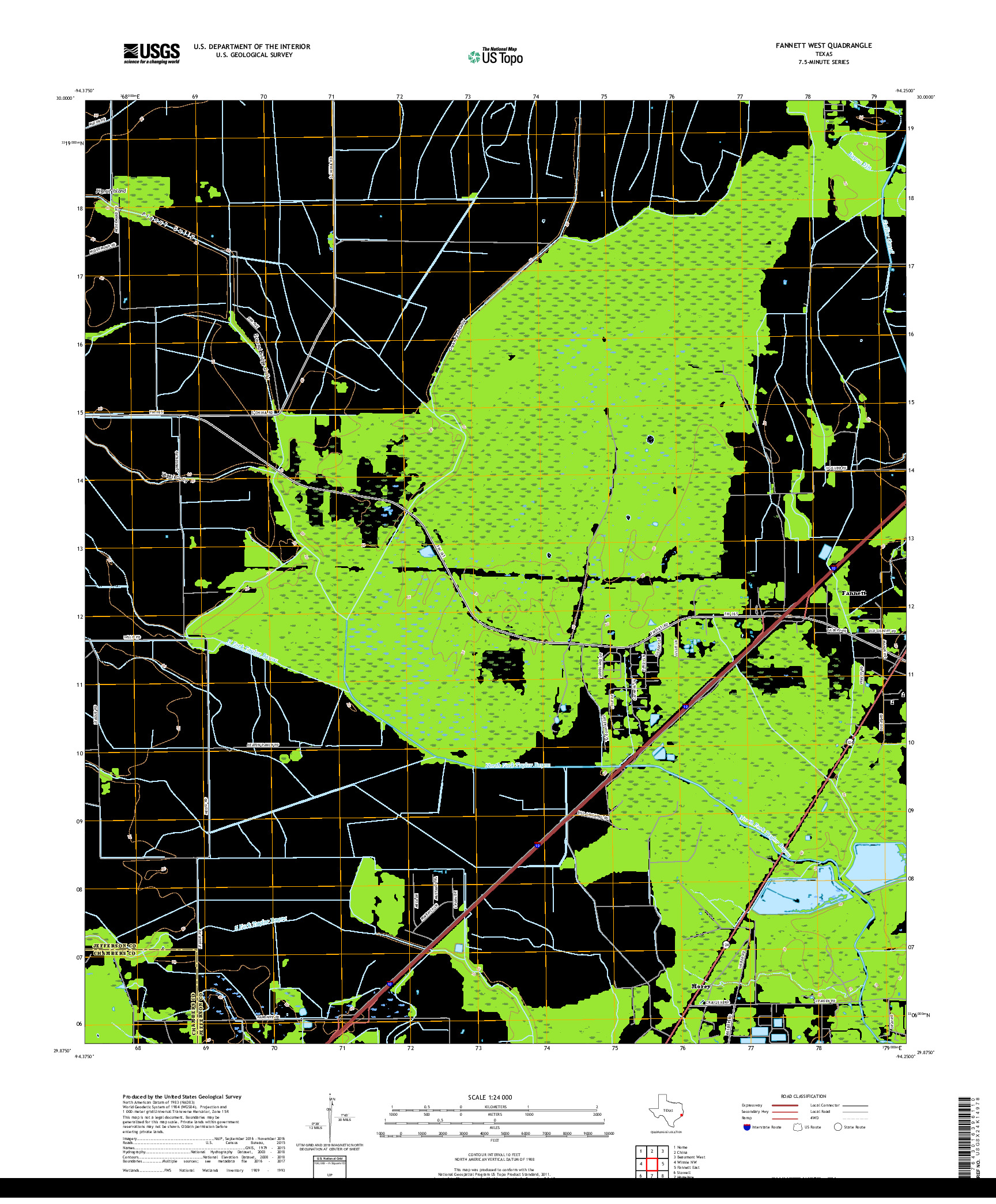 USGS US TOPO 7.5-MINUTE MAP FOR FANNETT WEST, TX 2019