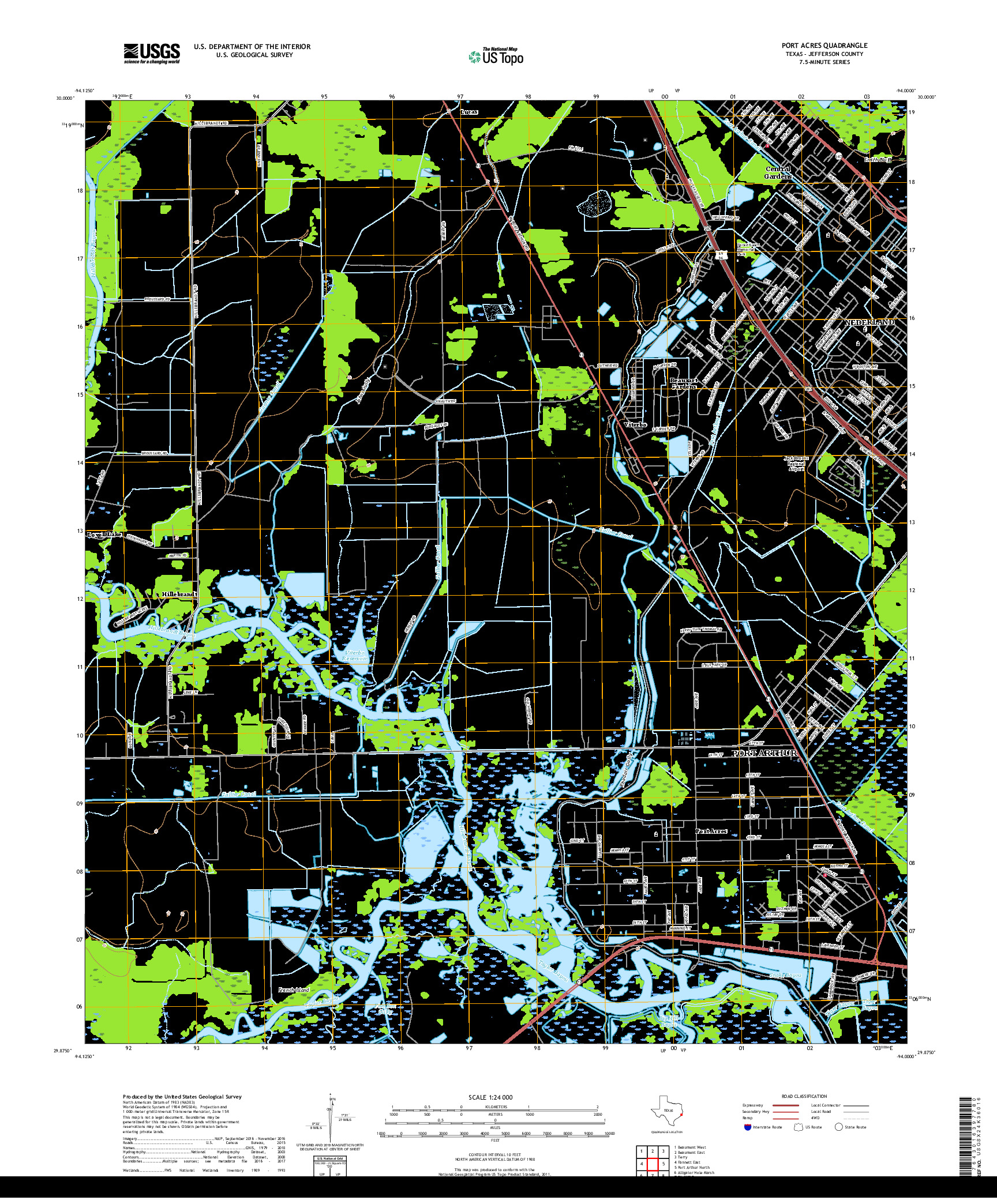 USGS US TOPO 7.5-MINUTE MAP FOR PORT ACRES, TX 2019