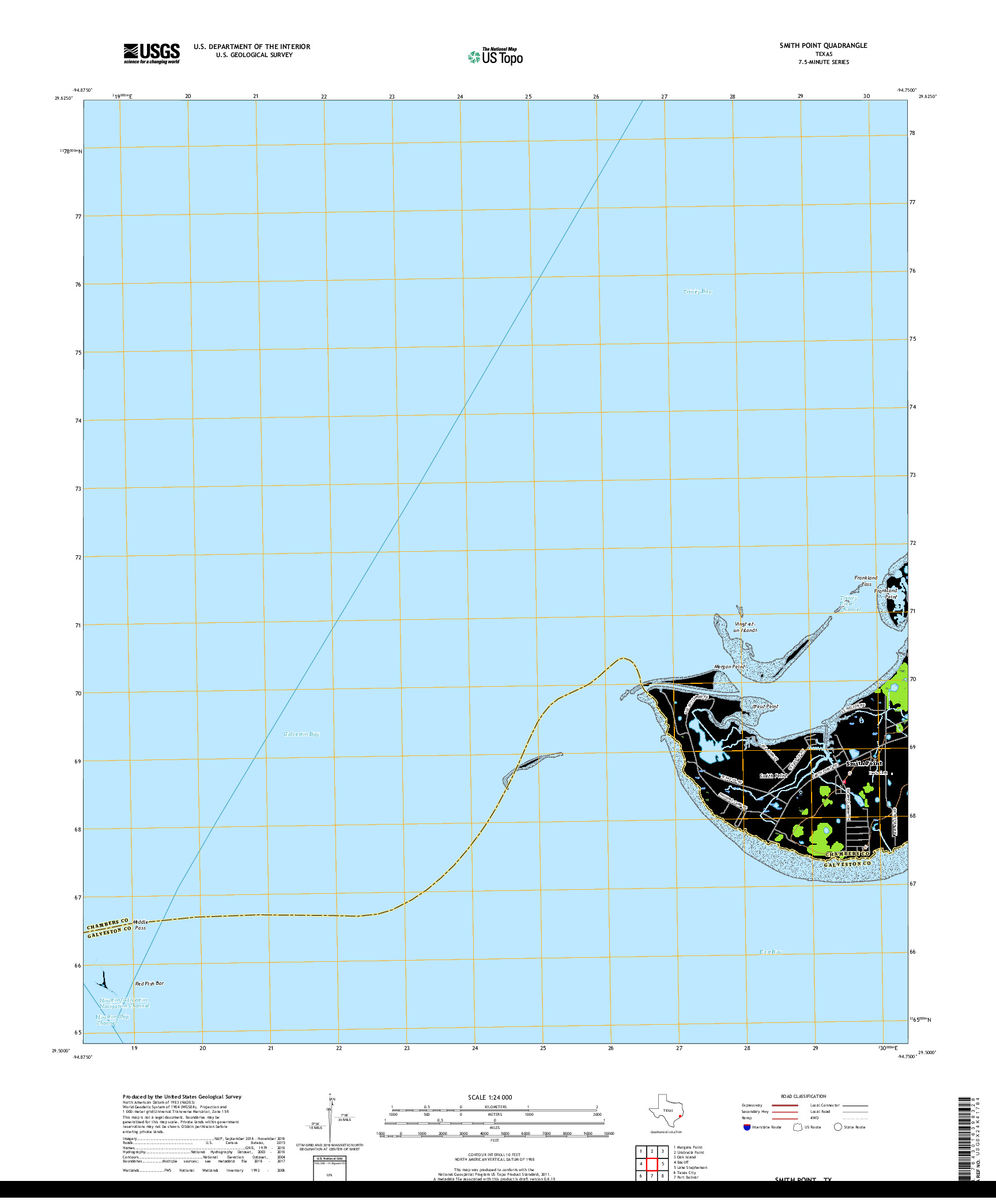 USGS US TOPO 7.5-MINUTE MAP FOR SMITH POINT, TX 2019