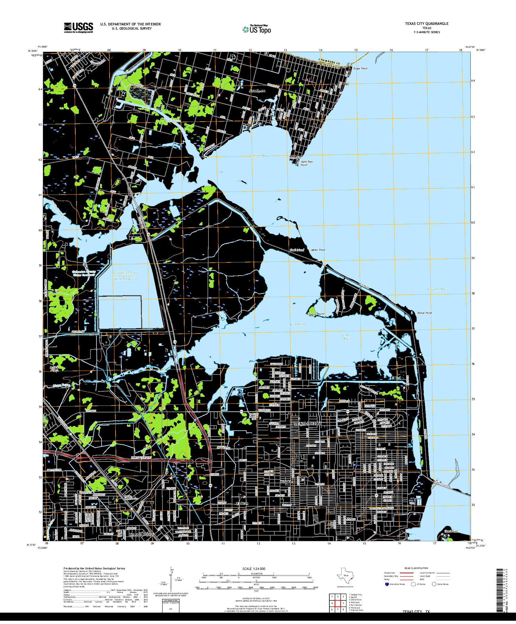 USGS US TOPO 7.5-MINUTE MAP FOR TEXAS CITY, TX 2019