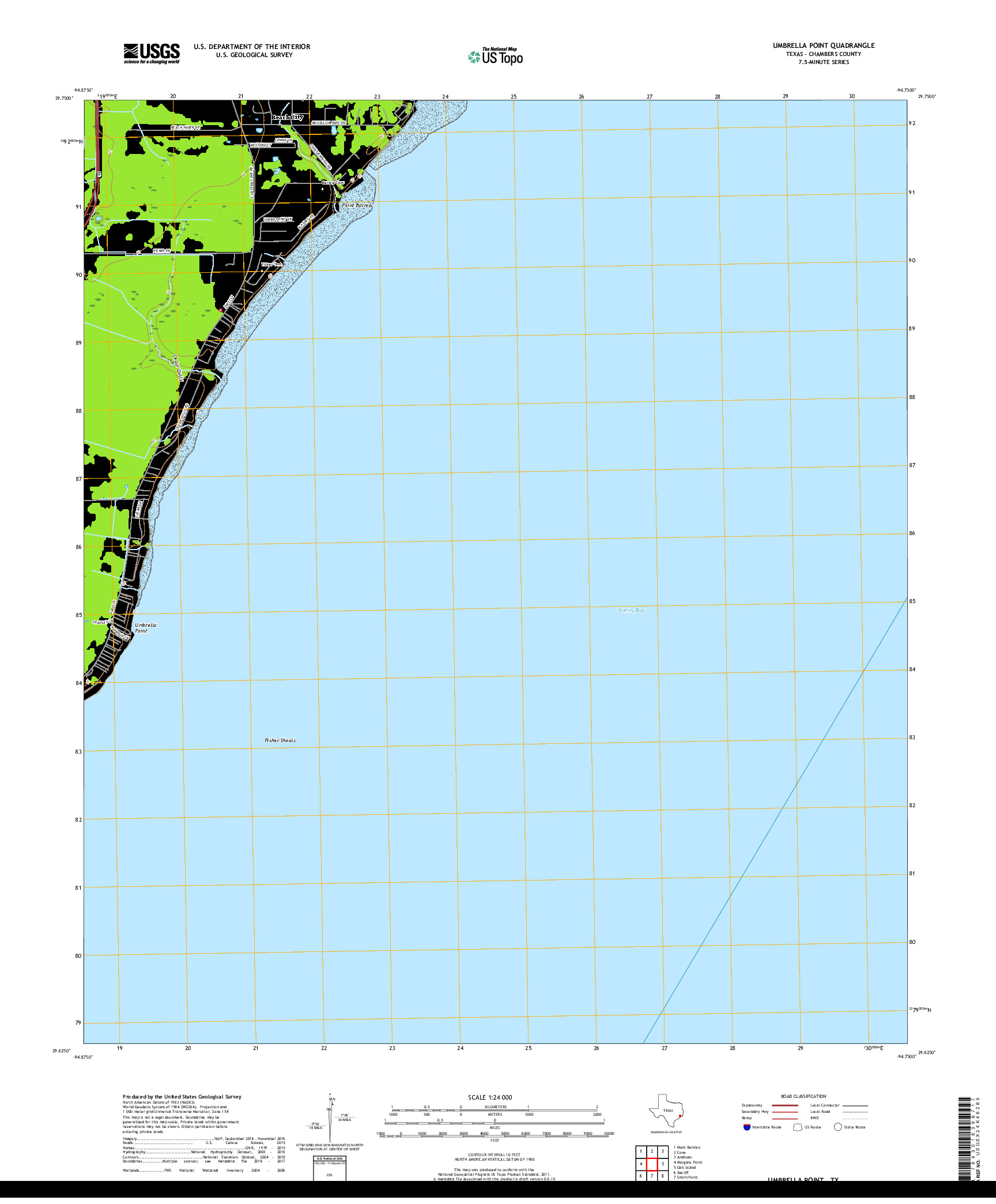 USGS US TOPO 7.5-MINUTE MAP FOR UMBRELLA POINT, TX 2019