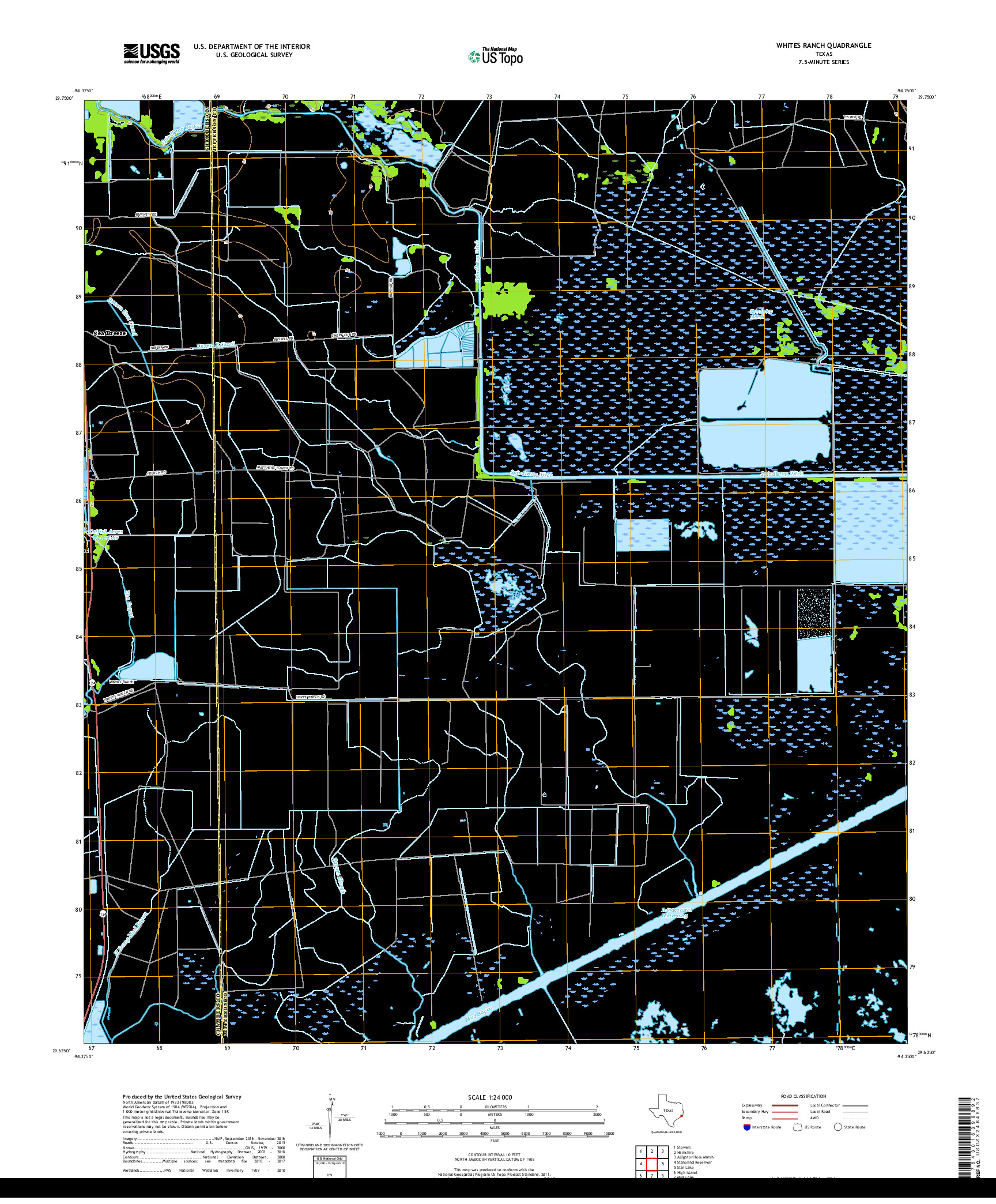 USGS US TOPO 7.5-MINUTE MAP FOR WHITES RANCH, TX 2019