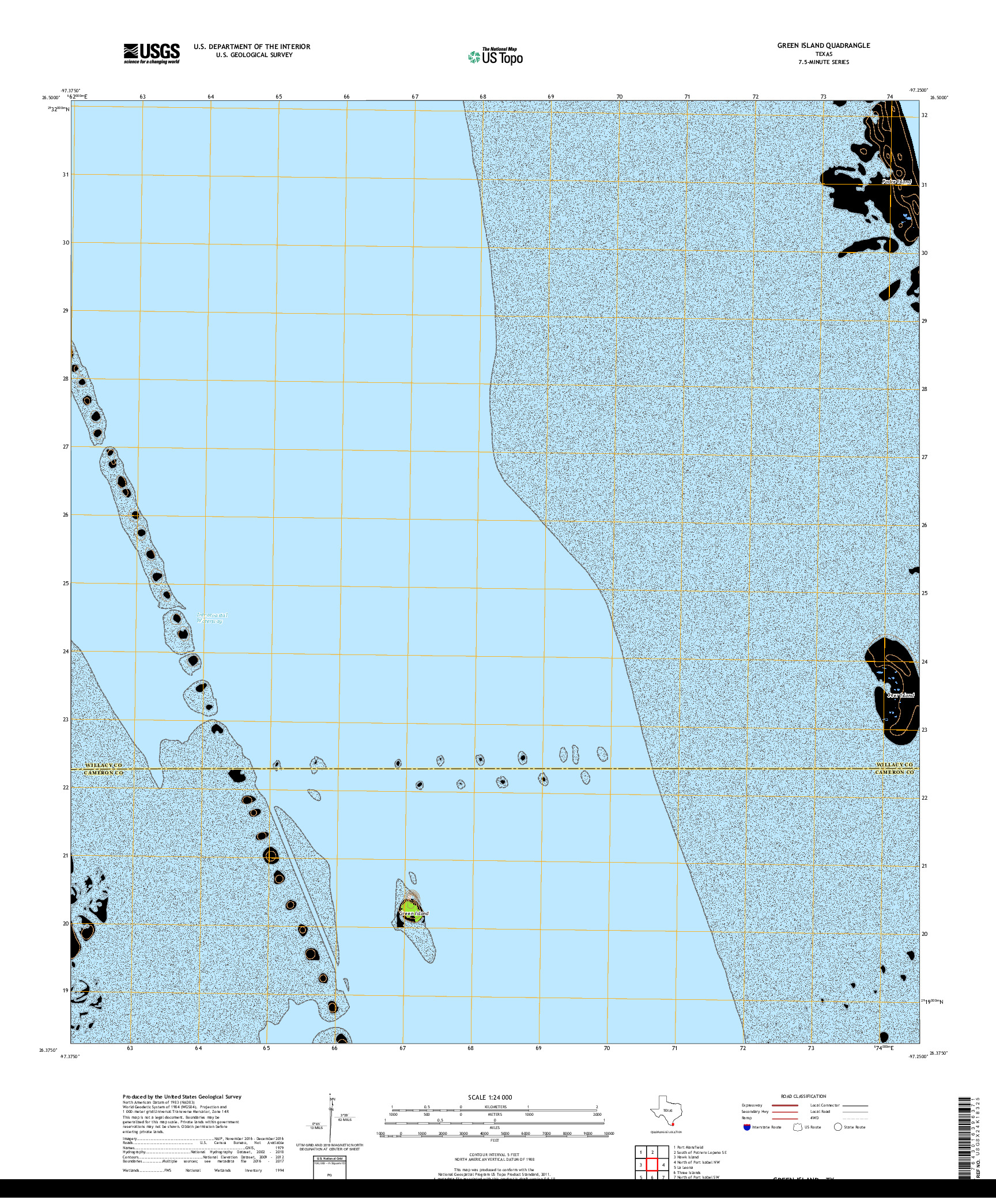 USGS US TOPO 7.5-MINUTE MAP FOR GREEN ISLAND, TX 2019