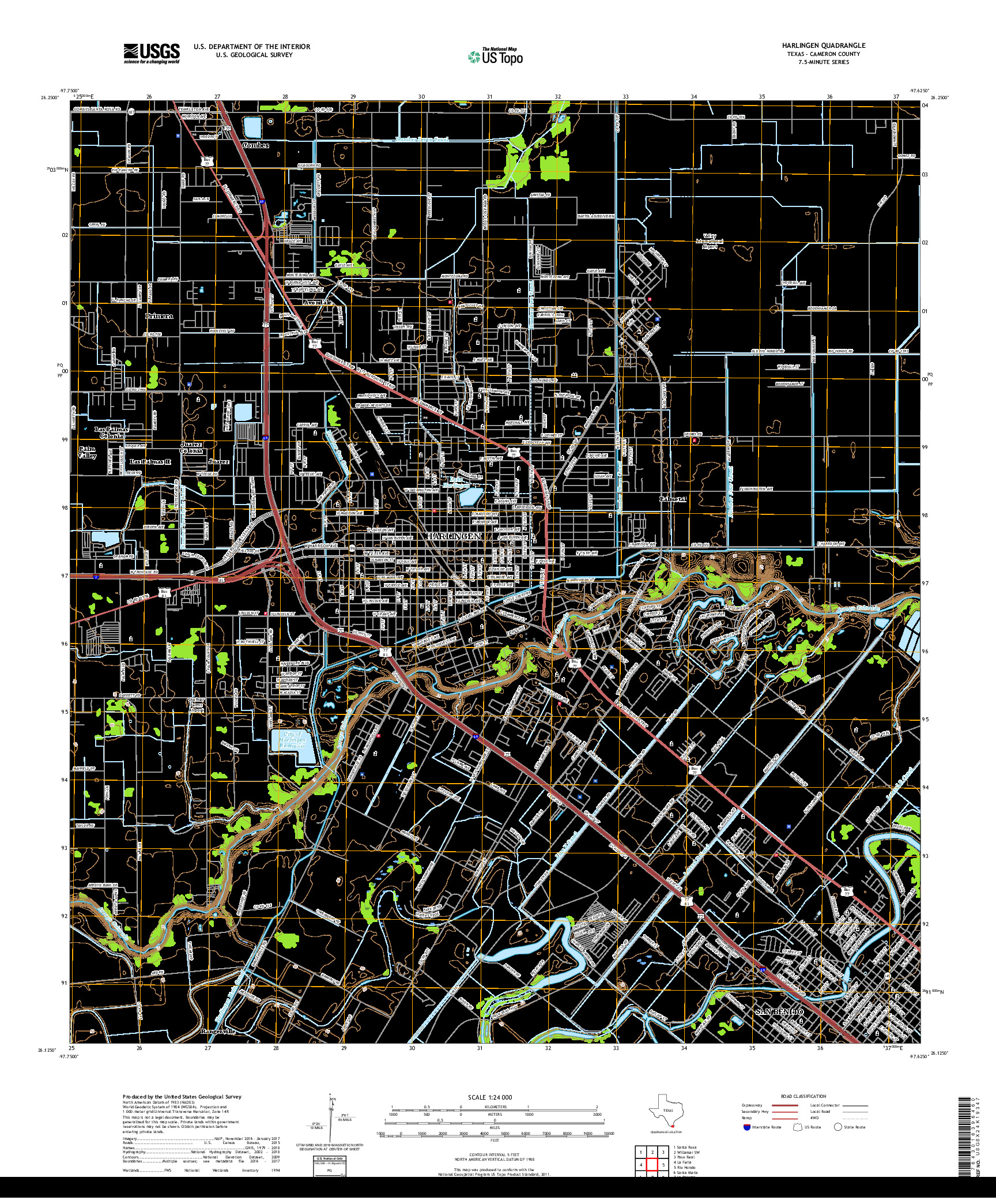 USGS US TOPO 7.5-MINUTE MAP FOR HARLINGEN, TX 2019