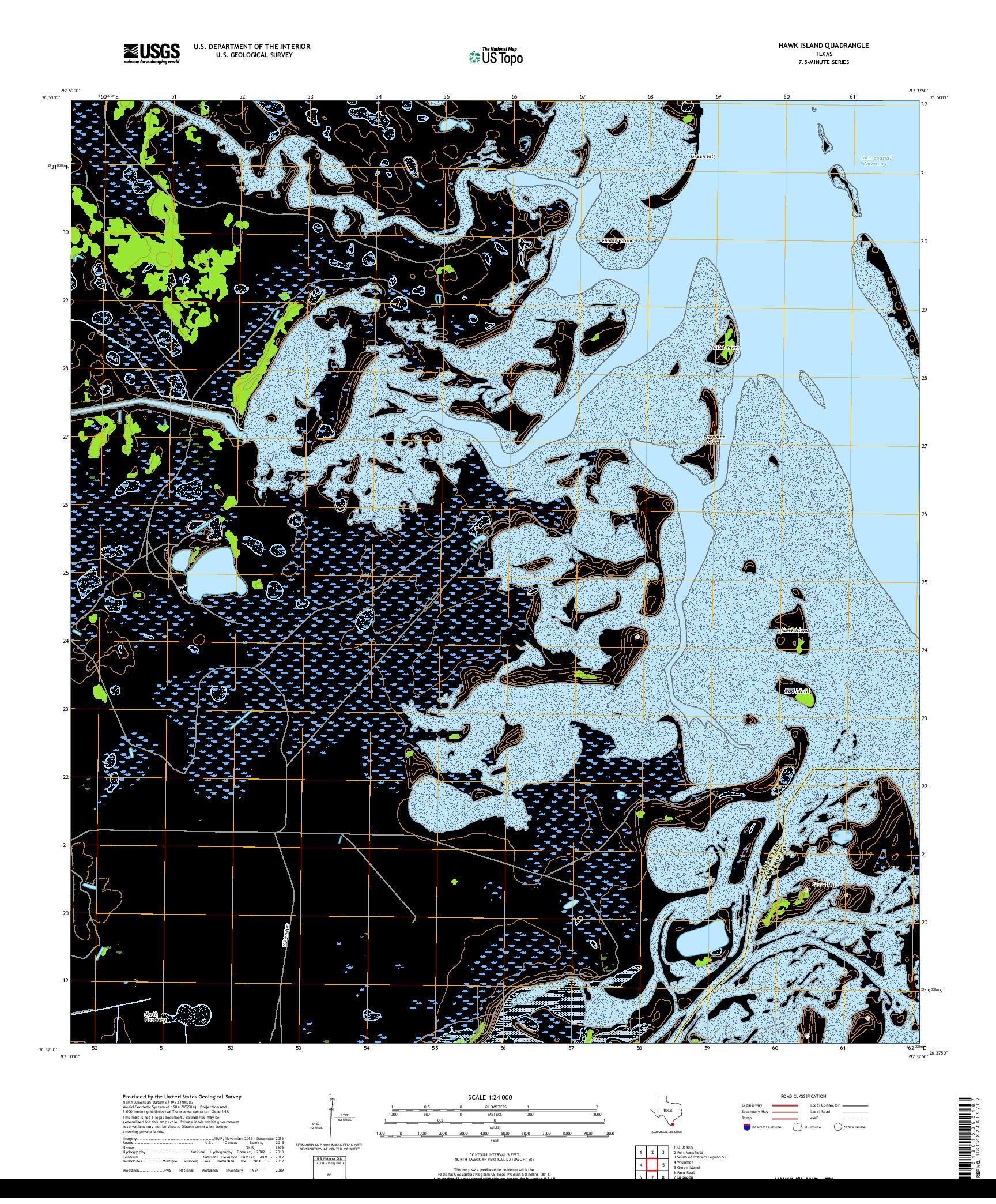 USGS US TOPO 7.5-MINUTE MAP FOR HAWK ISLAND, TX 2019