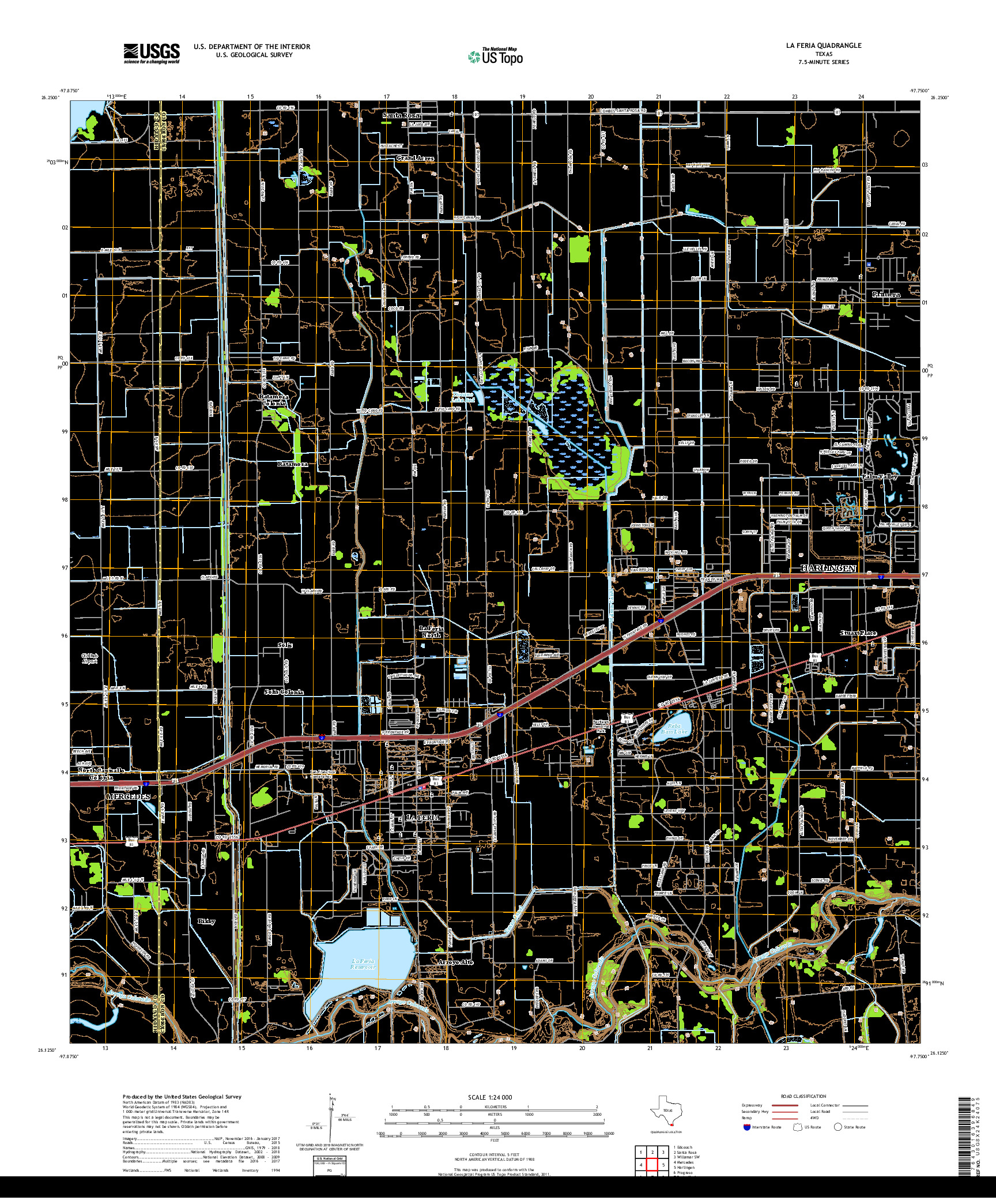 USGS US TOPO 7.5-MINUTE MAP FOR LA FERIA, TX 2019