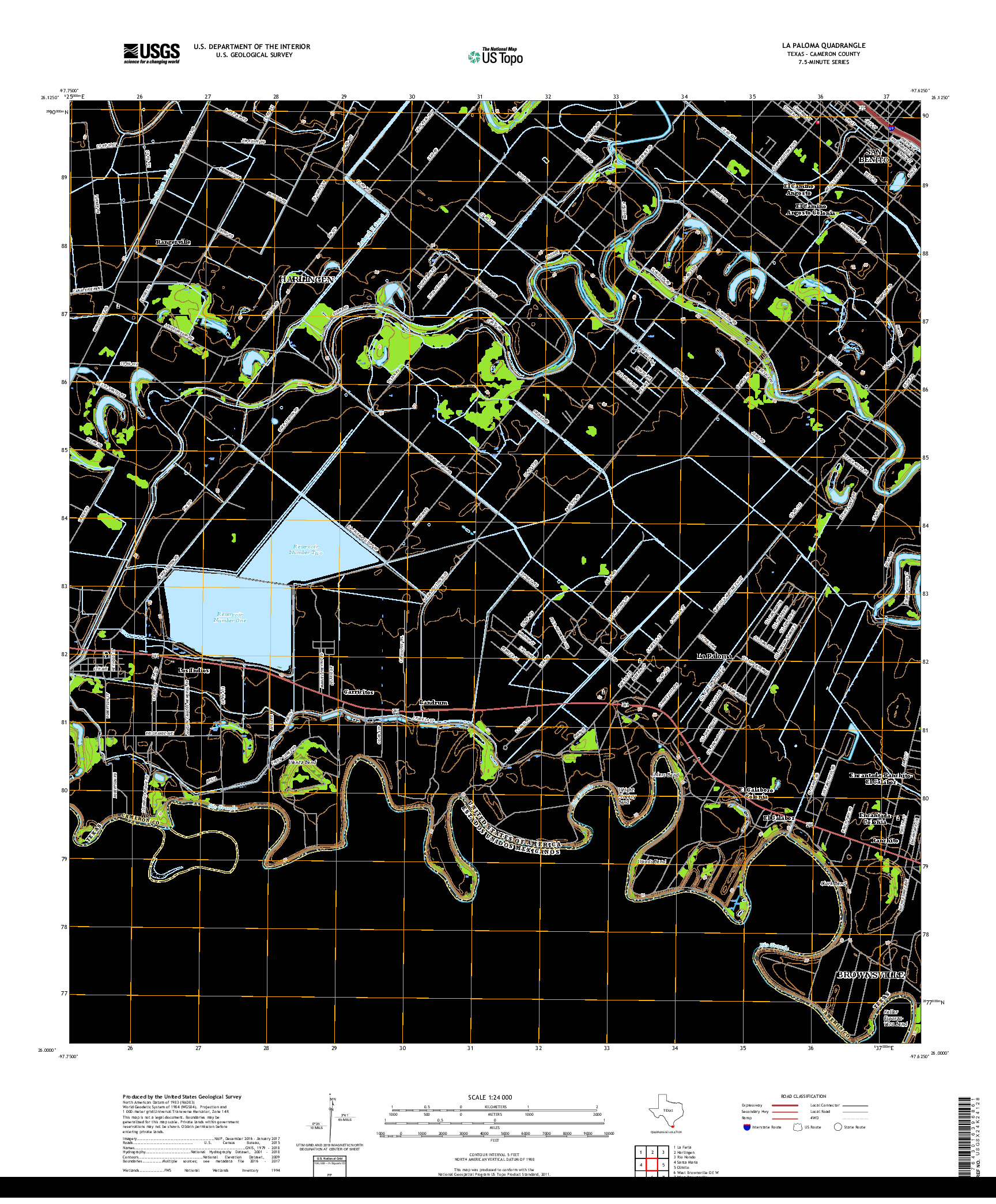 USGS US TOPO 7.5-MINUTE MAP FOR LA PALOMA, TX,TAM 2019