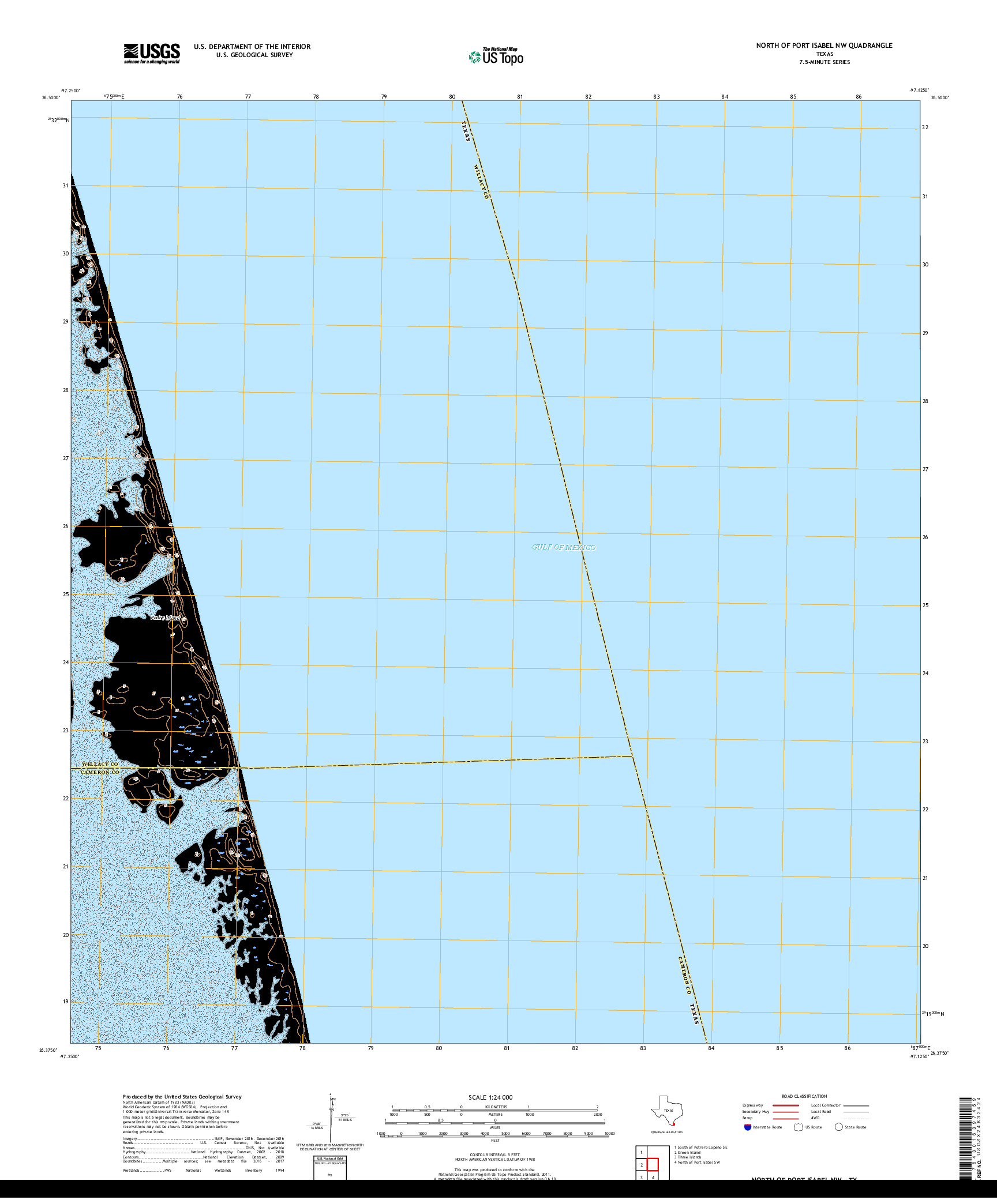 USGS US TOPO 7.5-MINUTE MAP FOR NORTH OF PORT ISABEL NW, TX 2019