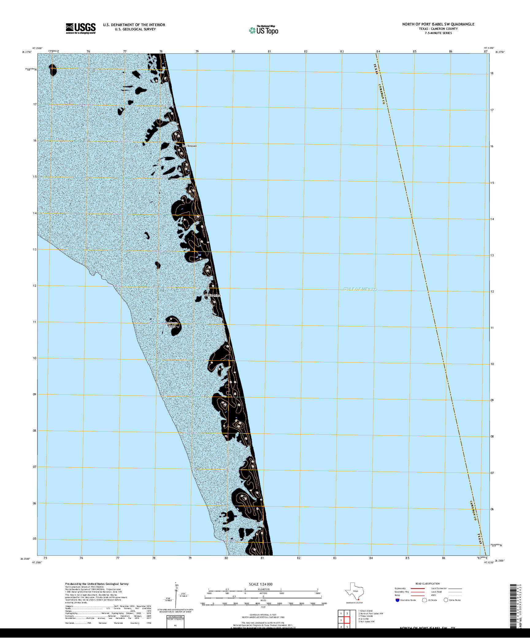 USGS US TOPO 7.5-MINUTE MAP FOR NORTH OF PORT ISABEL SW, TX 2019