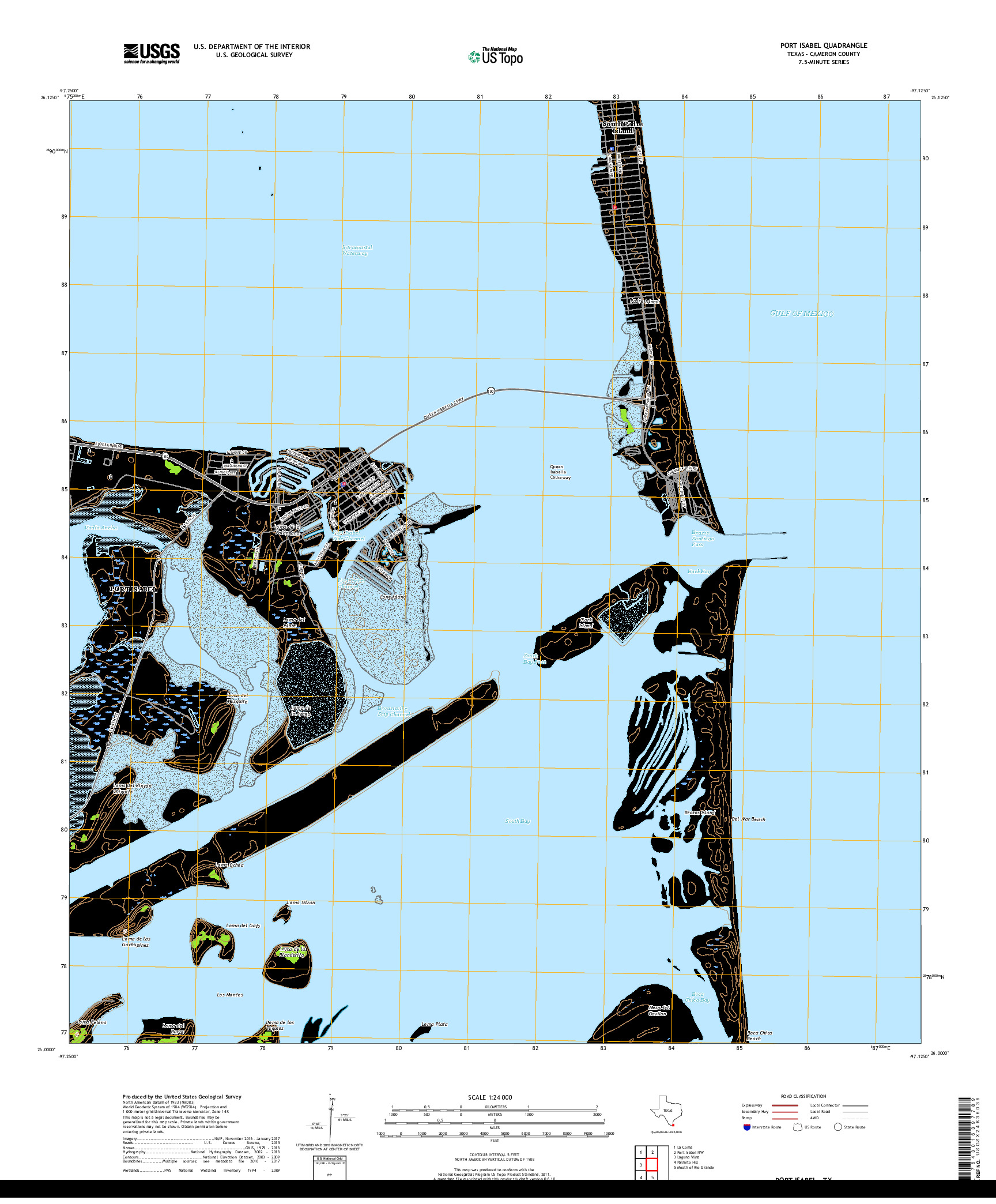 USGS US TOPO 7.5-MINUTE MAP FOR PORT ISABEL, TX 2019