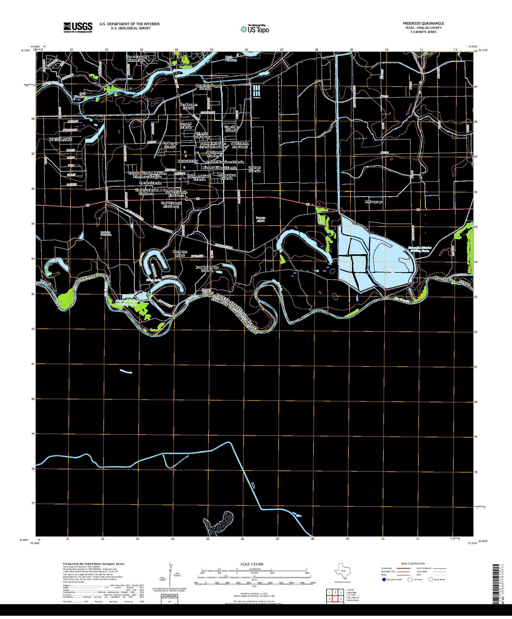 USGS US TOPO 7.5-MINUTE MAP FOR PROGRESO, TX,TAM 2019