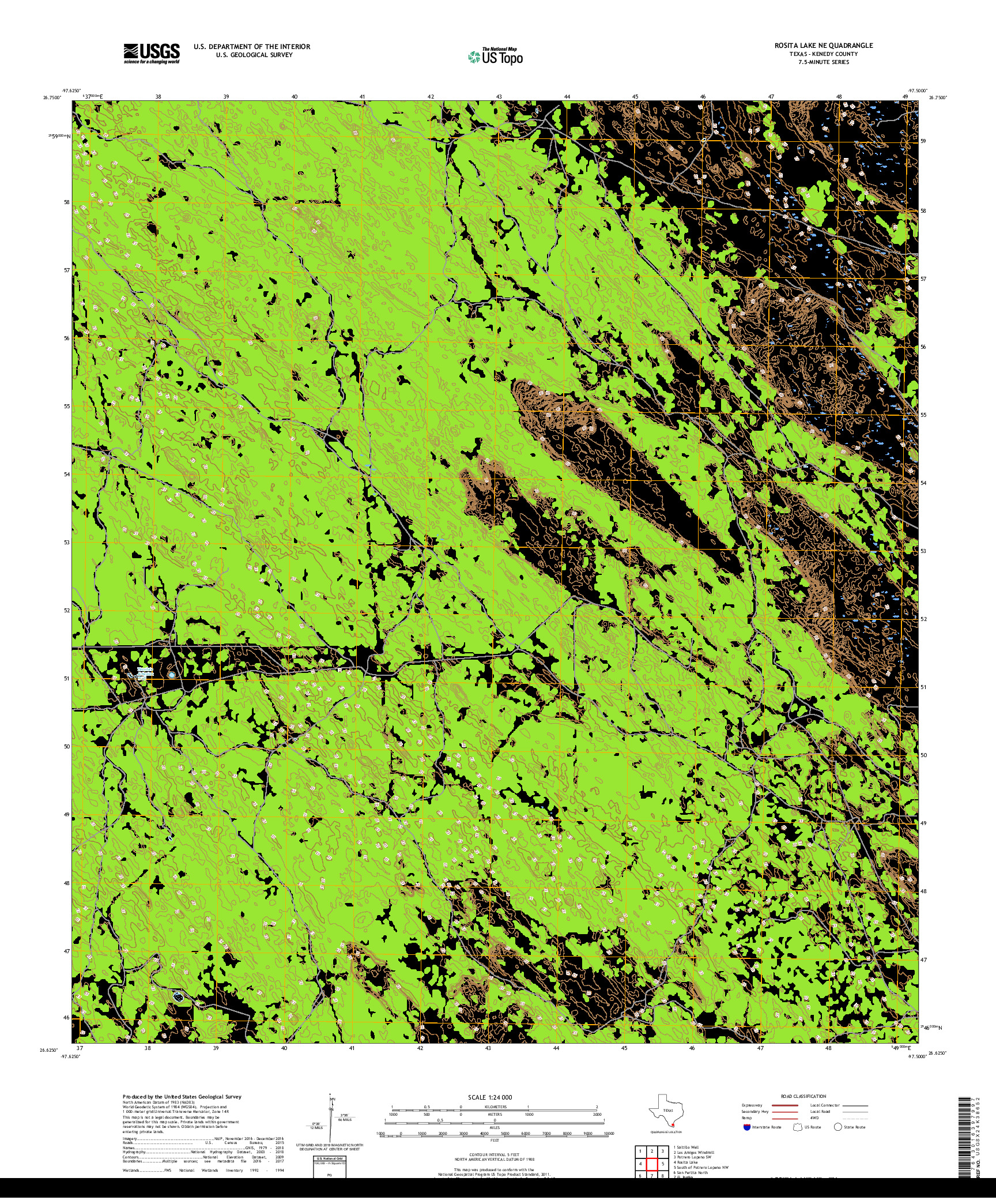 USGS US TOPO 7.5-MINUTE MAP FOR ROSITA LAKE NE, TX 2019