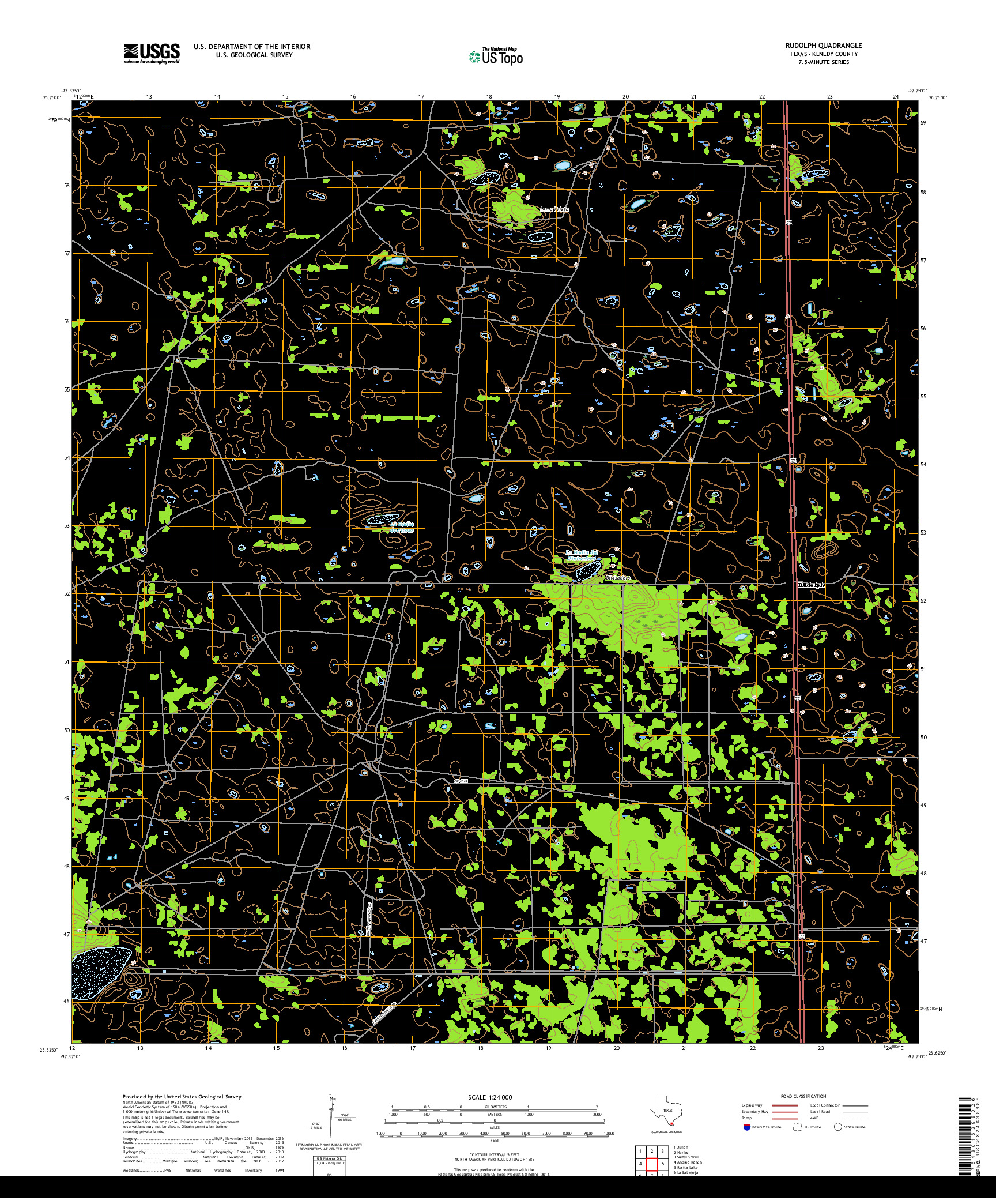 USGS US TOPO 7.5-MINUTE MAP FOR RUDOLPH, TX 2019