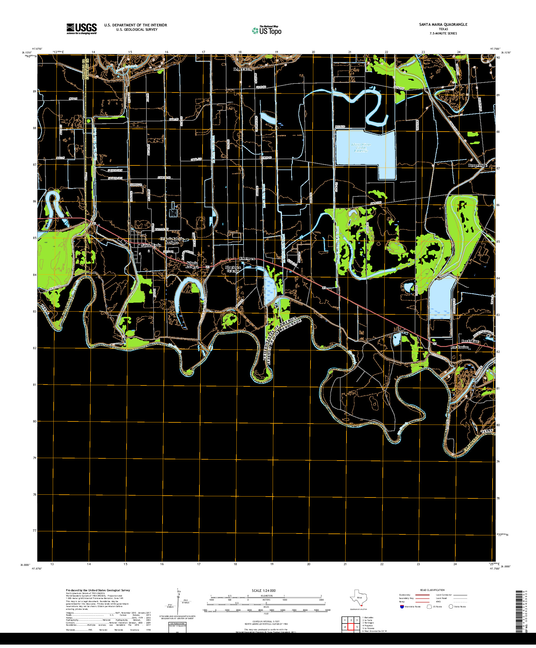 USGS US TOPO 7.5-MINUTE MAP FOR SANTA MARIA, TX,TAM 2019