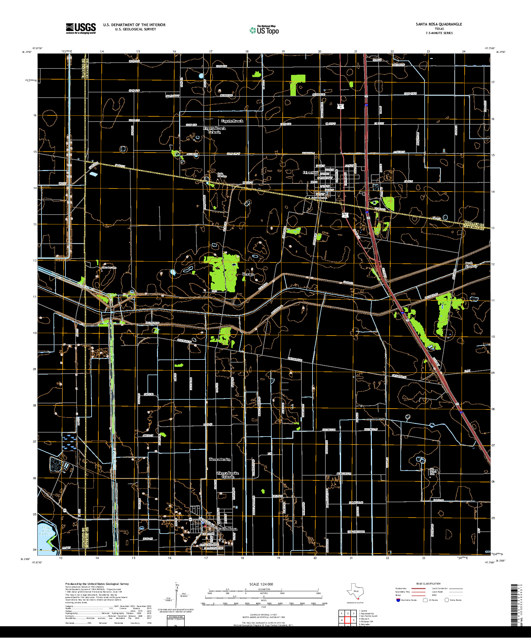 USGS US TOPO 7.5-MINUTE MAP FOR SANTA ROSA, TX 2019